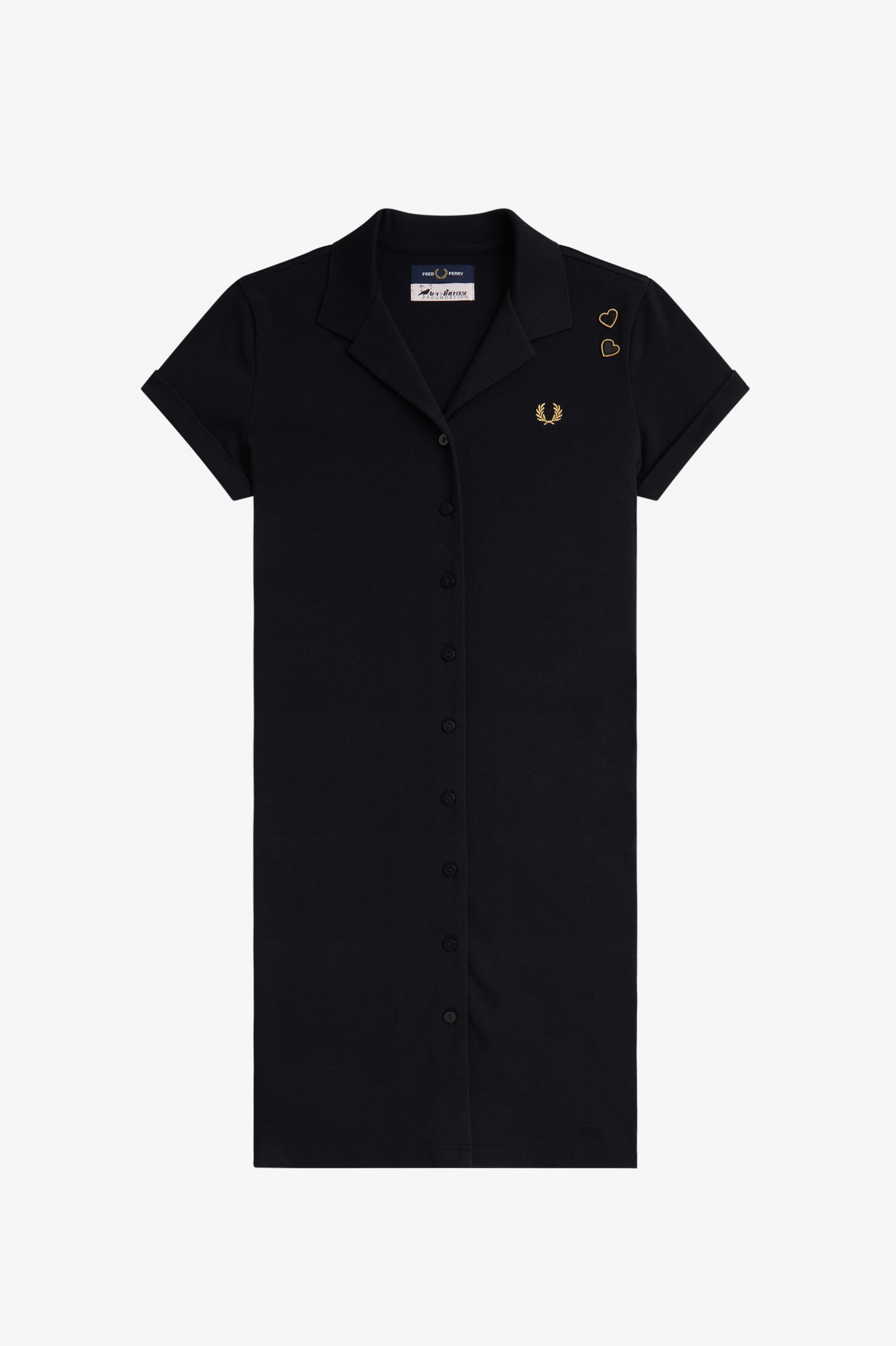 Amy Winehouse FoundationButton Through Pique Shirt Dress Black 7039225