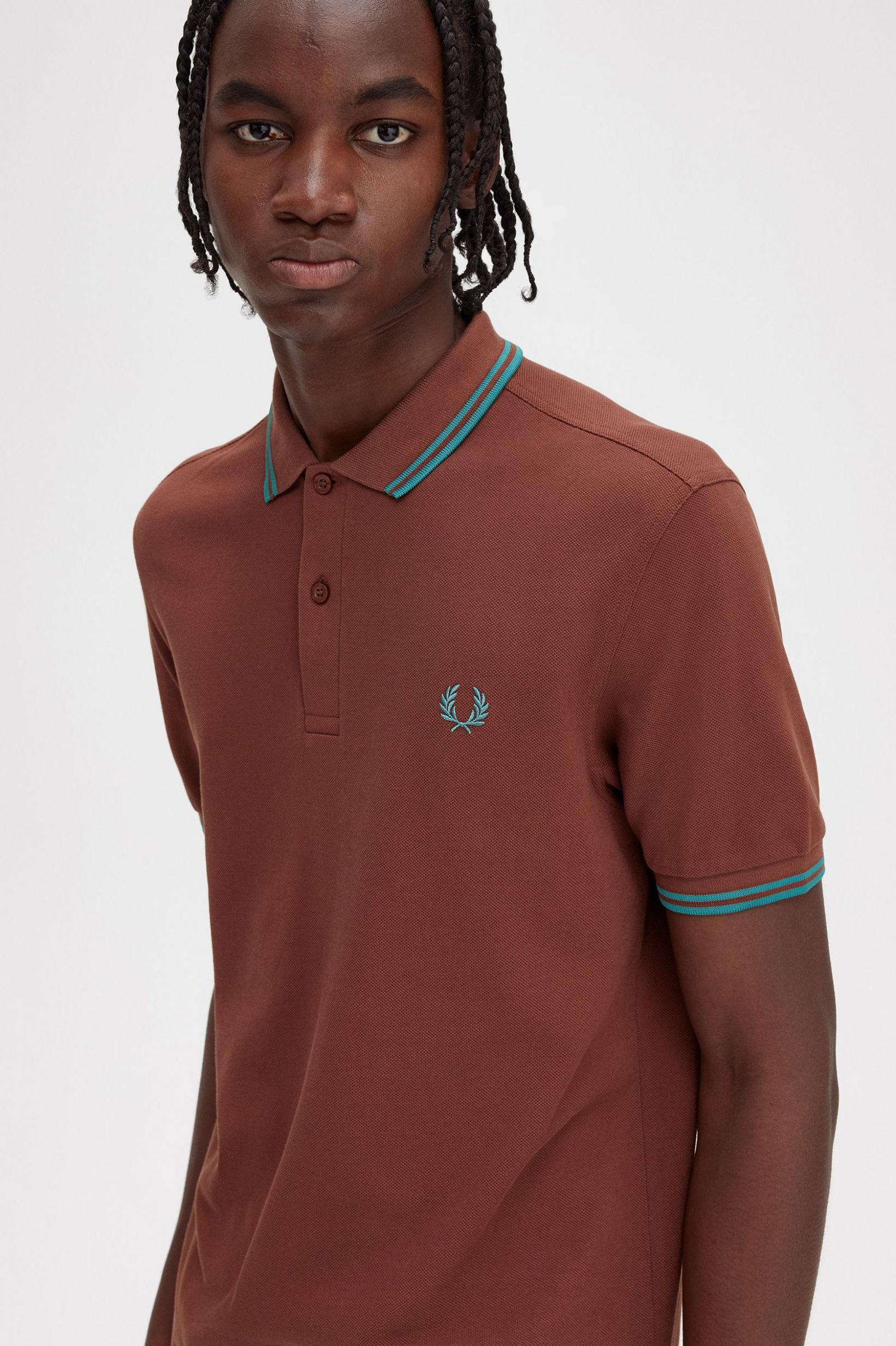 The Fred Perry ShirtM3600 Whisky Brown / Deep Mint / Deep Mint 7038527