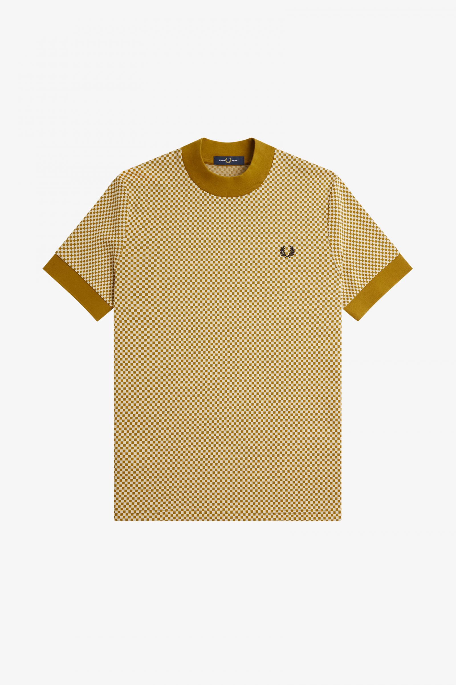 Micro Chequerboard T-Shirt Oatmeal / Dark Caramel 7038030