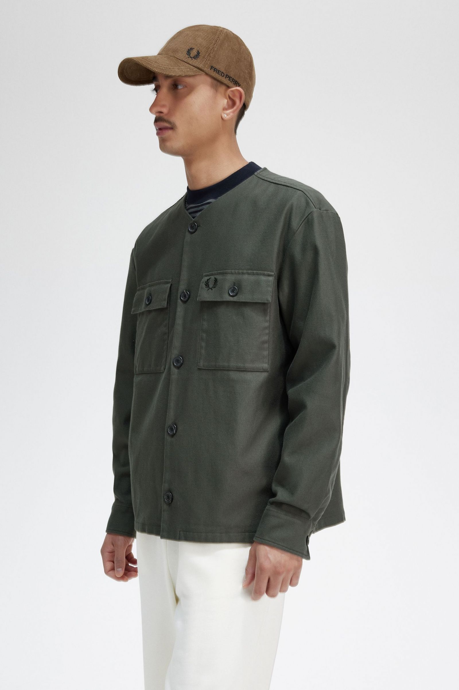 Collarless Overshirt Field Green 7038480