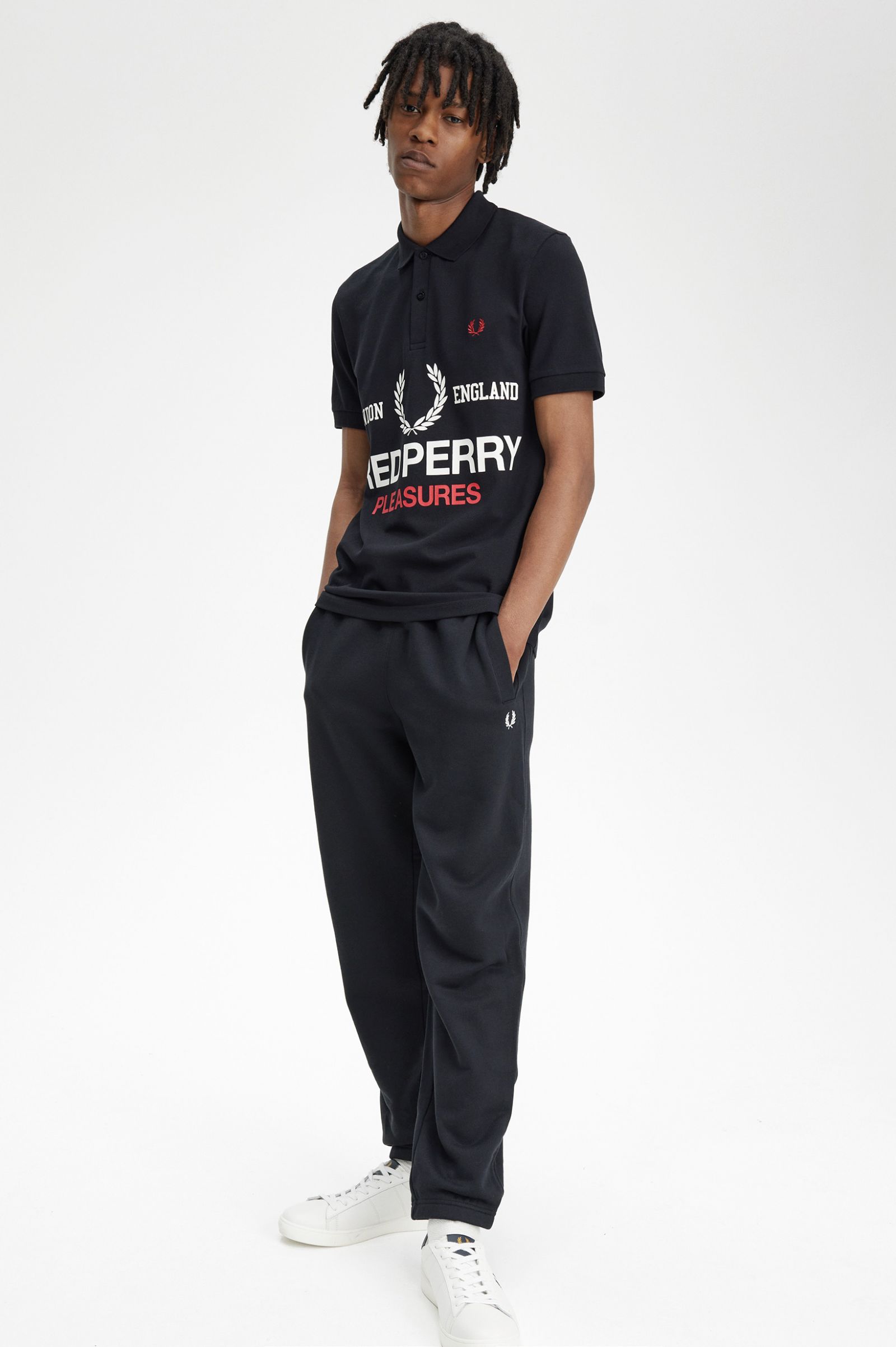 PleasuresLogo Fred Perry Shirt Black 7039160