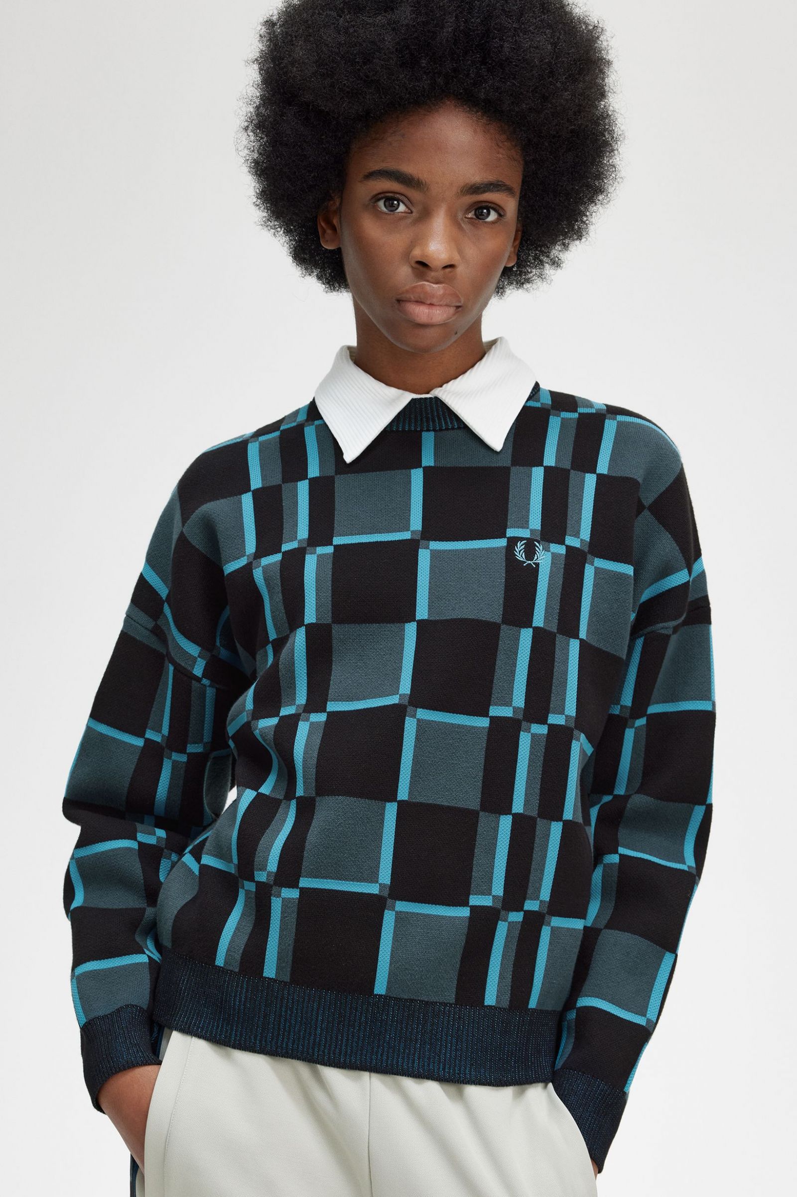 Chequerboard Jumper Cyber Blue 7039314