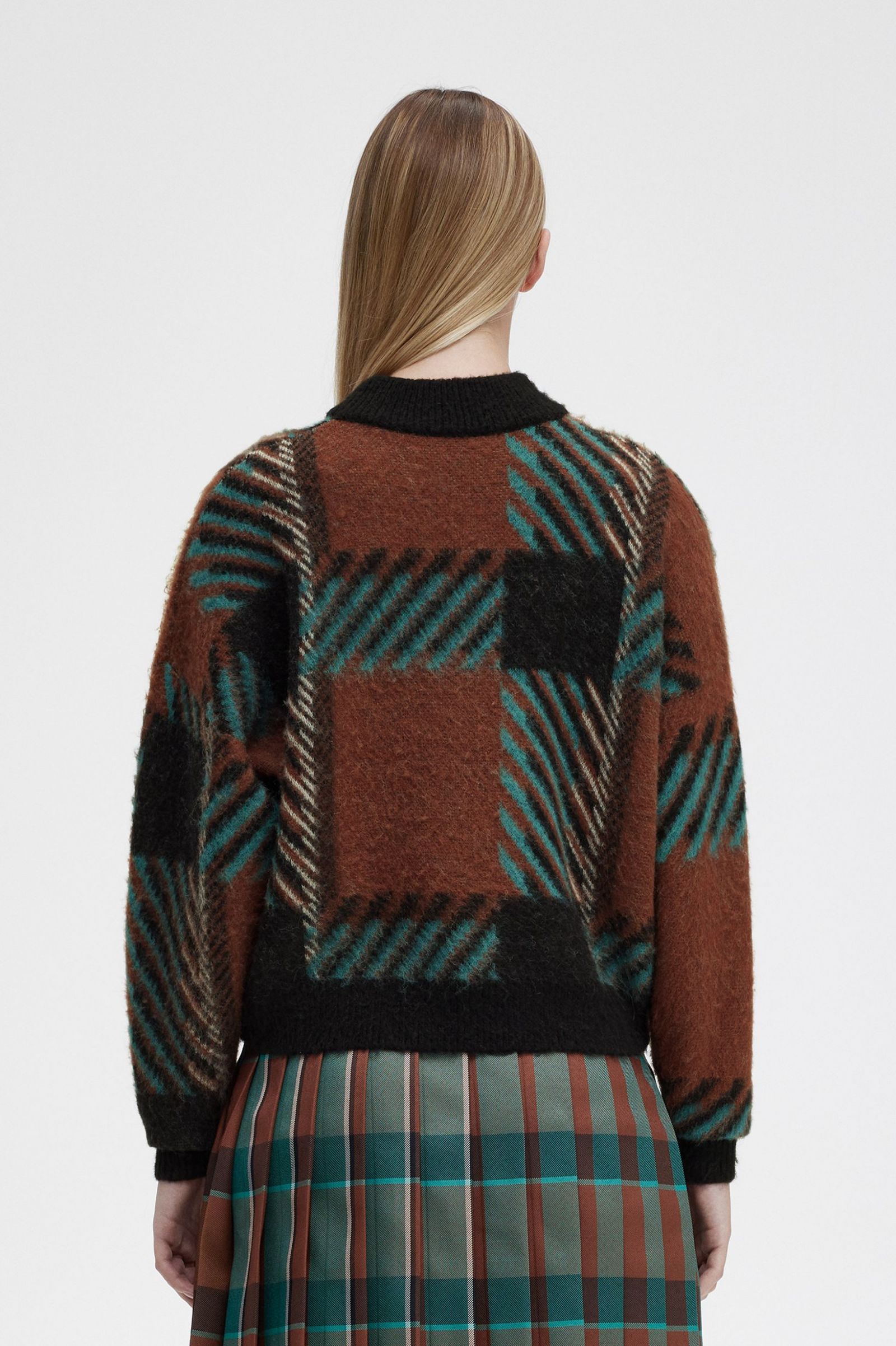 Glitch Tartan Jumper Whisky Brown 7039324