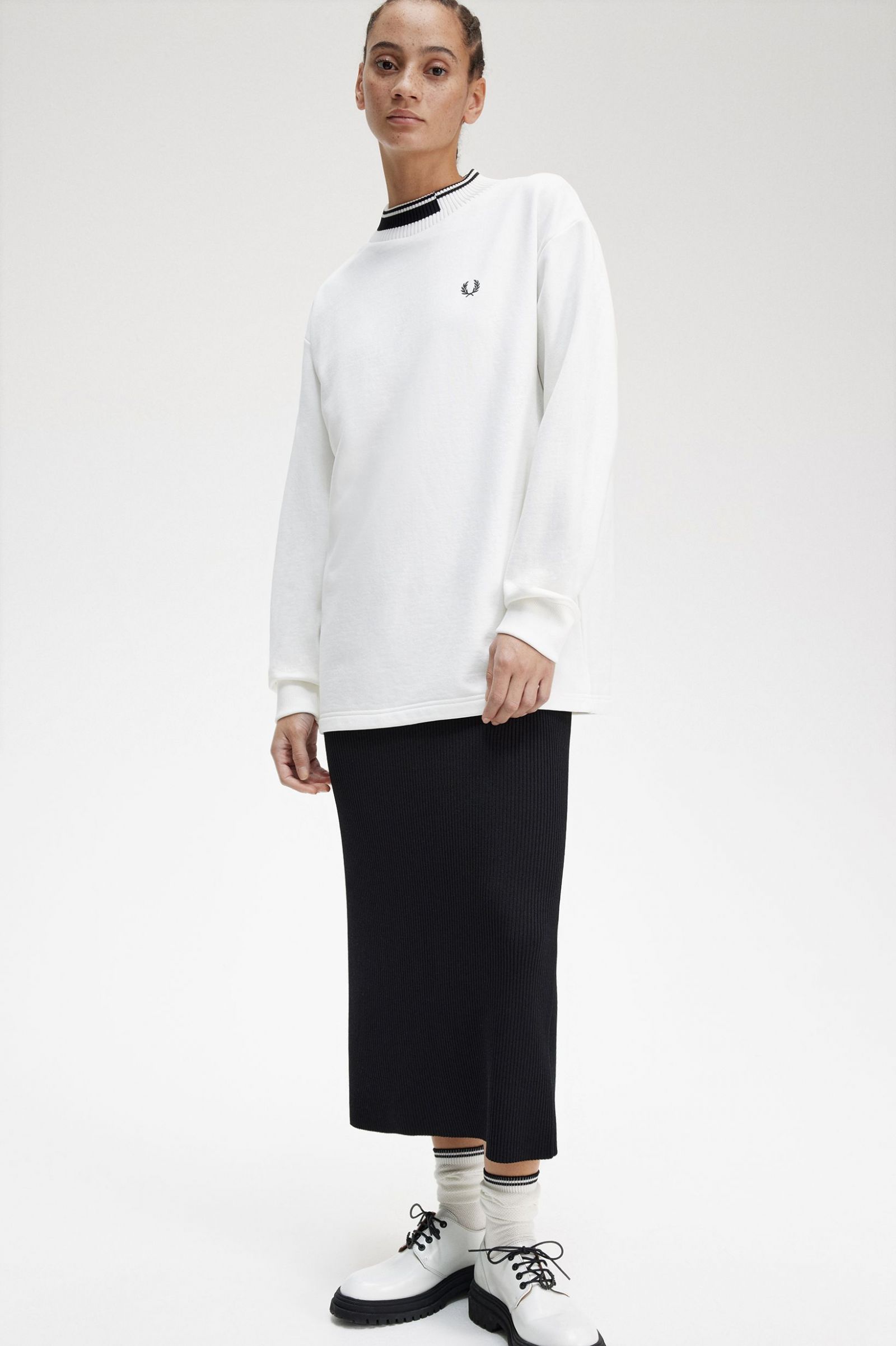 Tipped Trim Sweatshirt Snow White 7039419