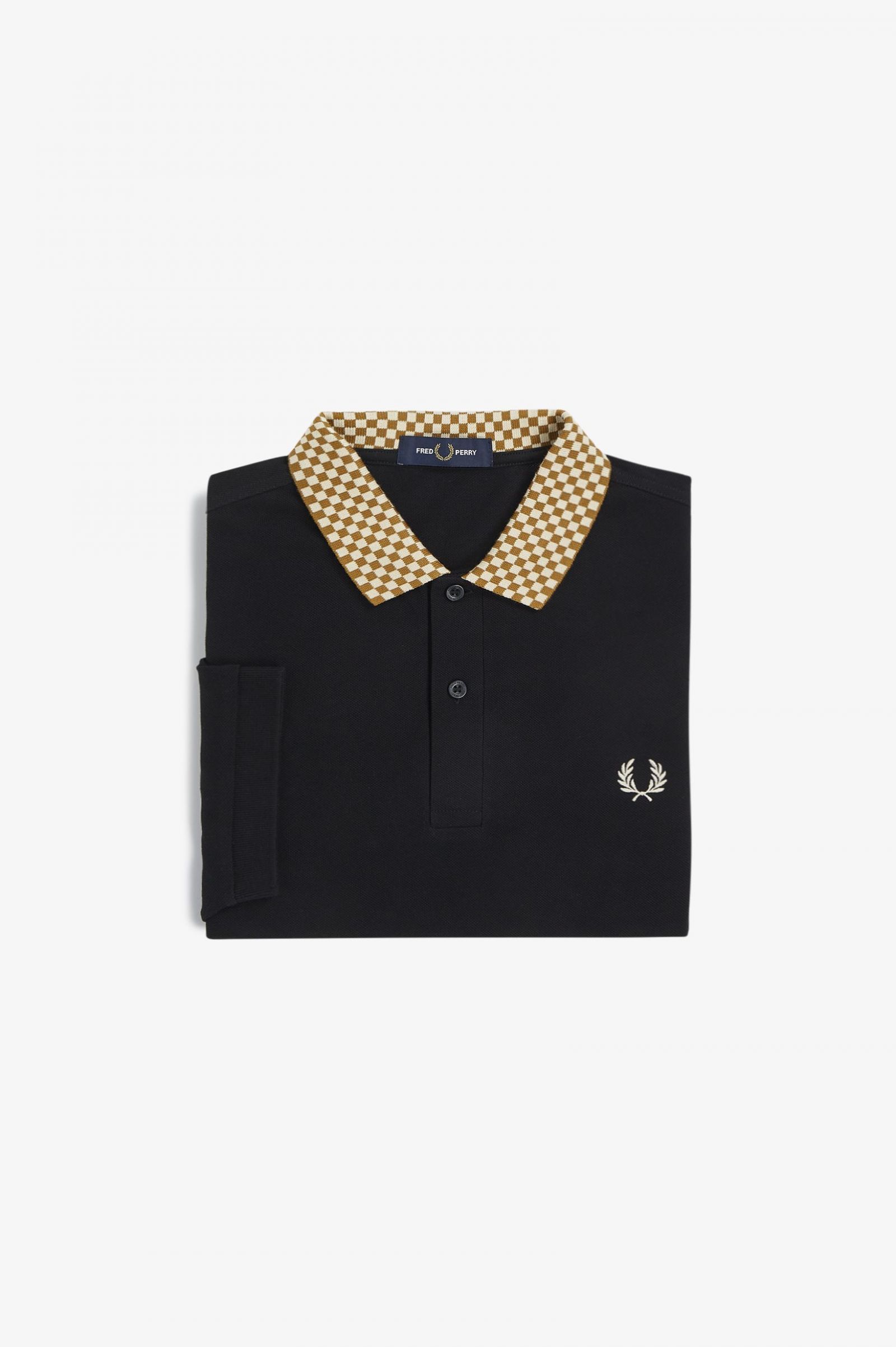Chequerboard Collar Polo Shirt Black 7038564
