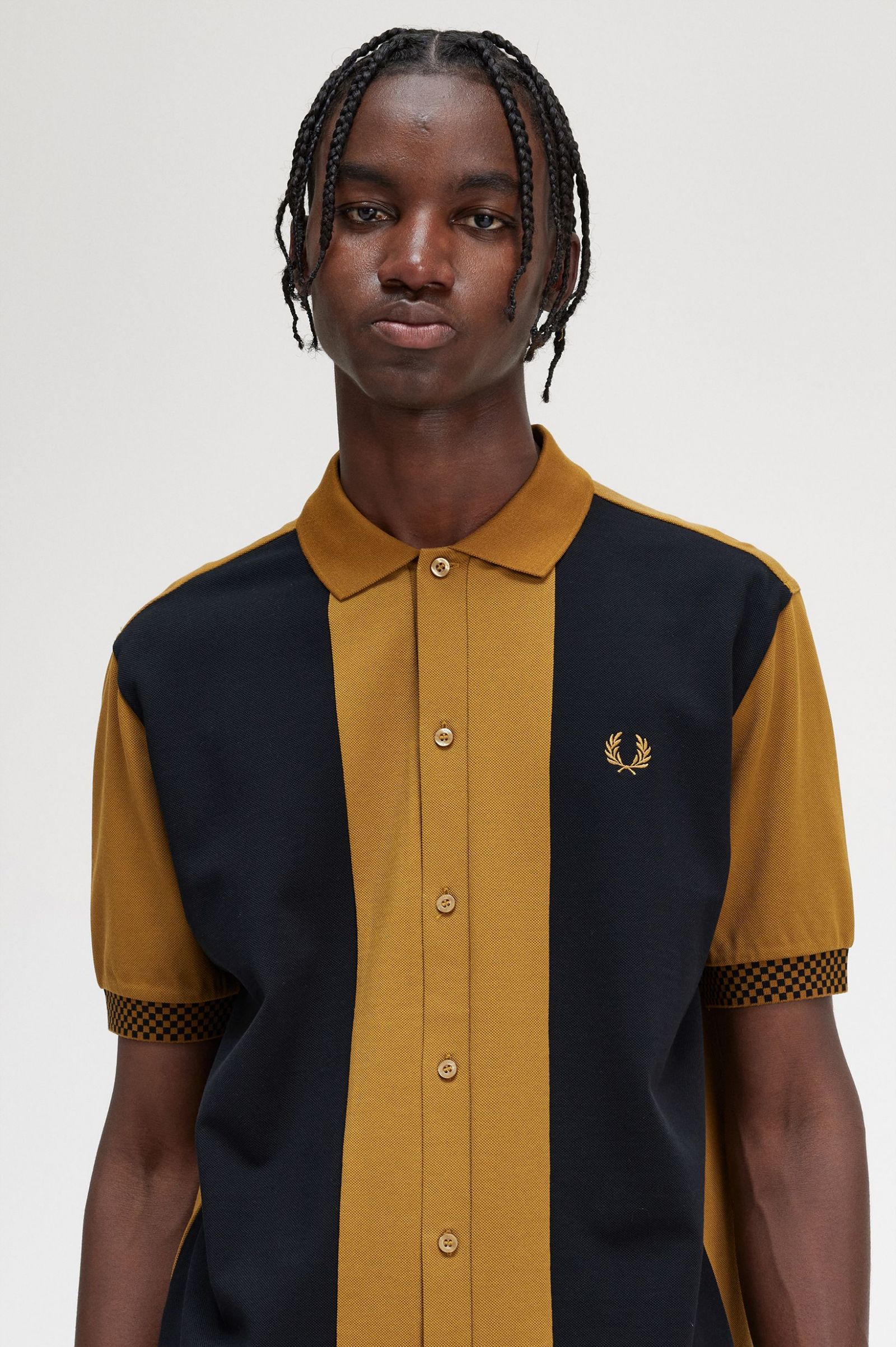 Button Through Polo Shirt Dark Caramel 7038511