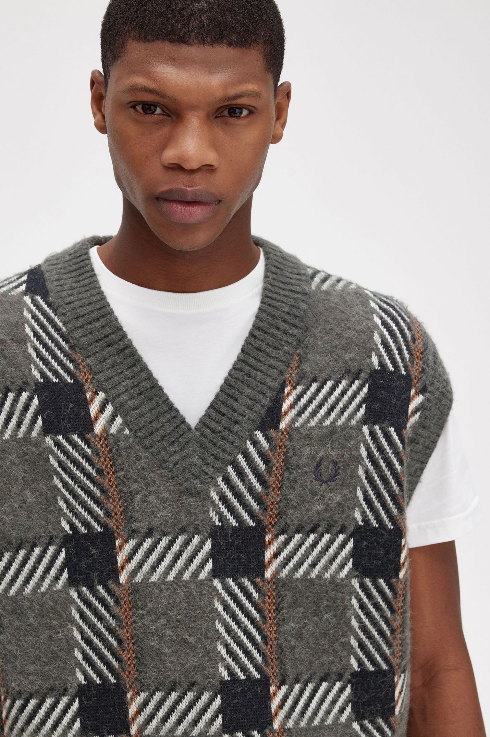 Glitch Tartan Knitted Tank Field Green 7038700