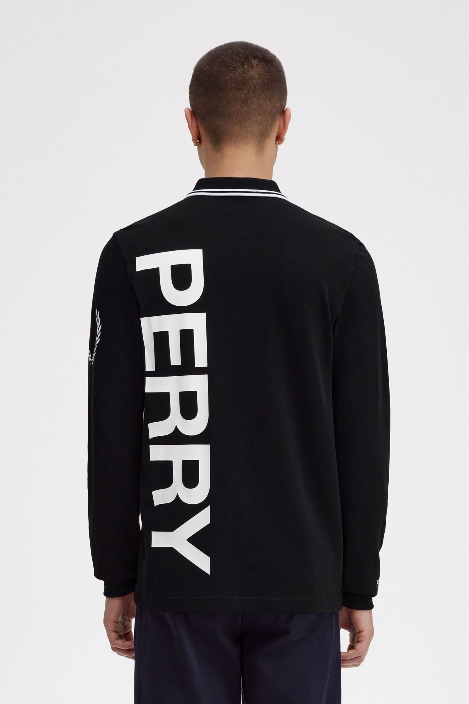 Bold Graphic Long Sleeve Fred Perry Shirt Black 7038573