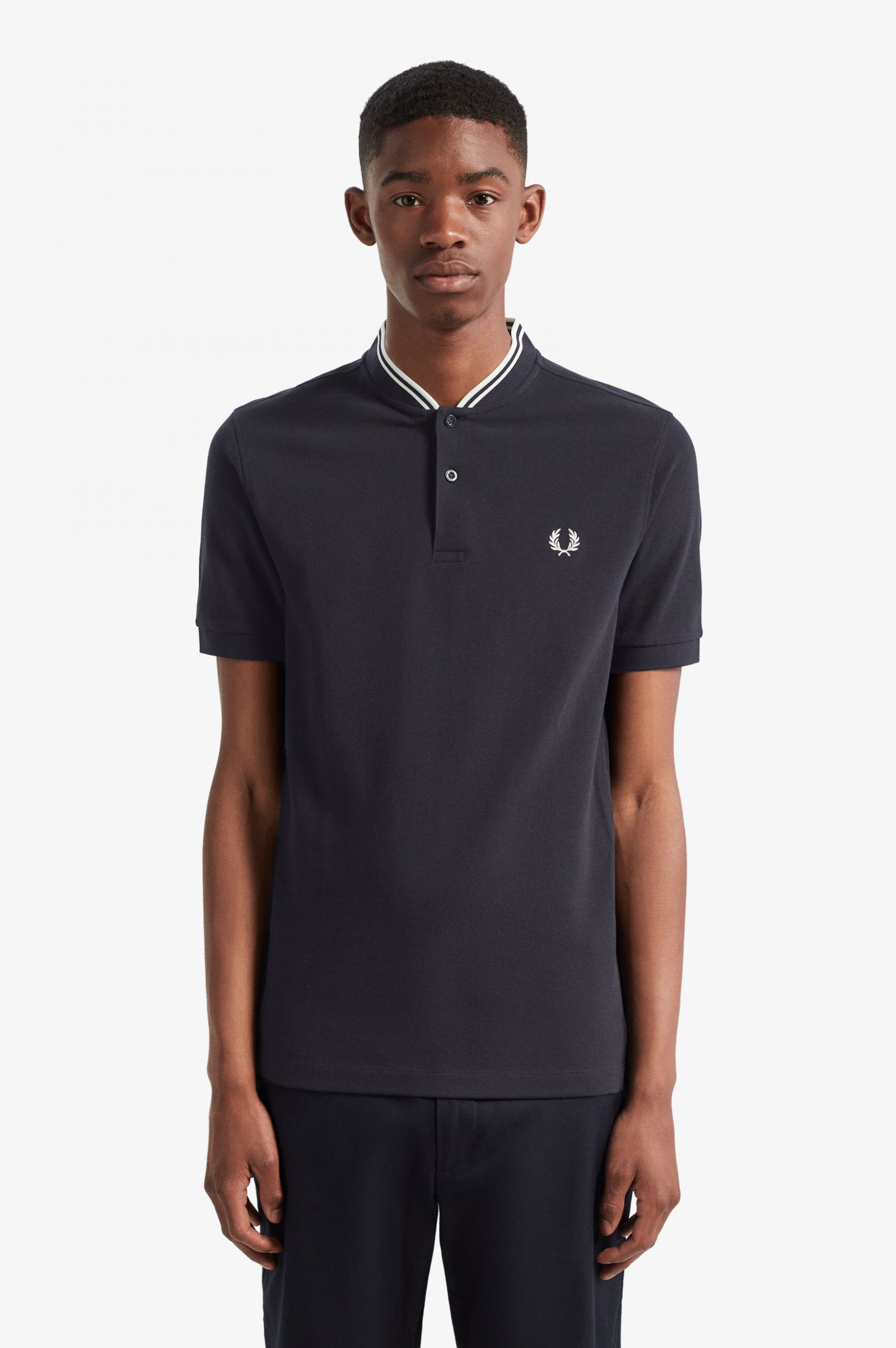 Bomber Collar Polo Shirt Navy 7038578