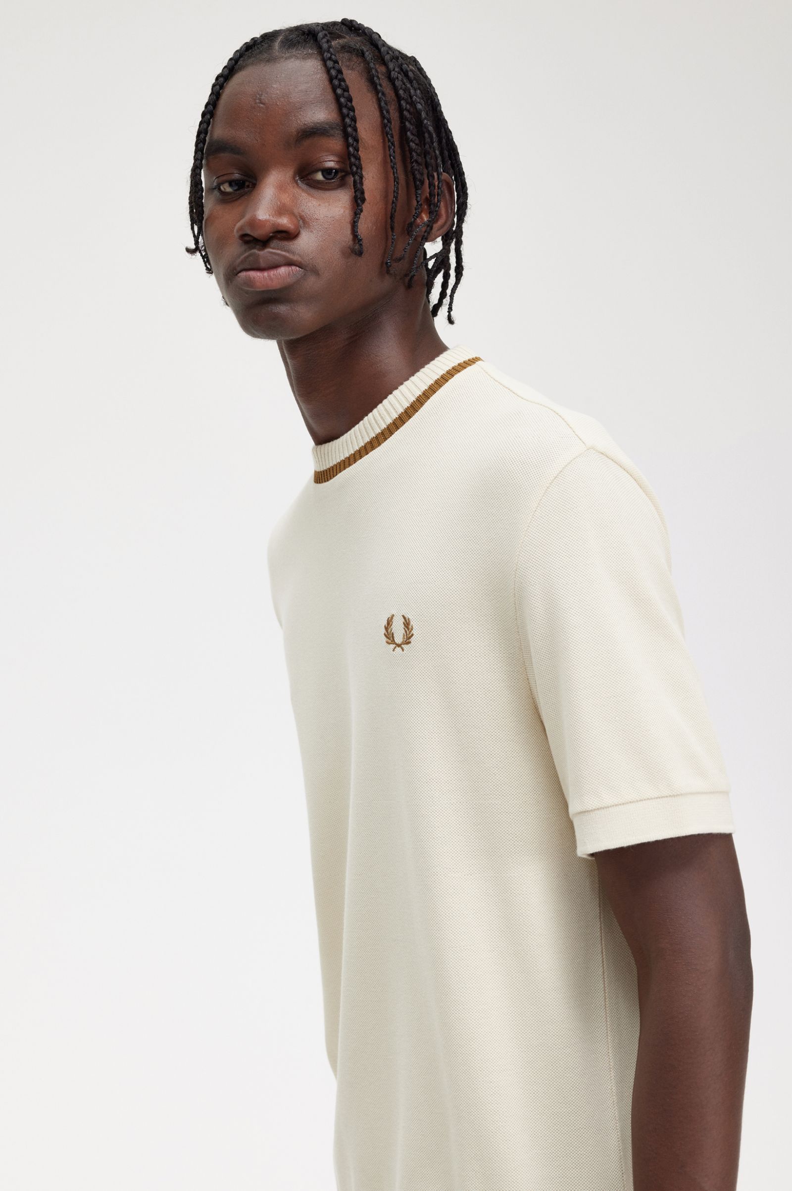 Crew Neck Piqué T-Shirt Oatmeal 7038976