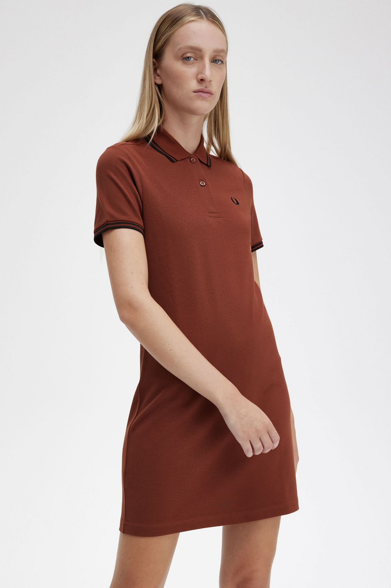 Twin Tipped Fred Perry Shirt Dress Whisky Brown / Black / Black 7039299