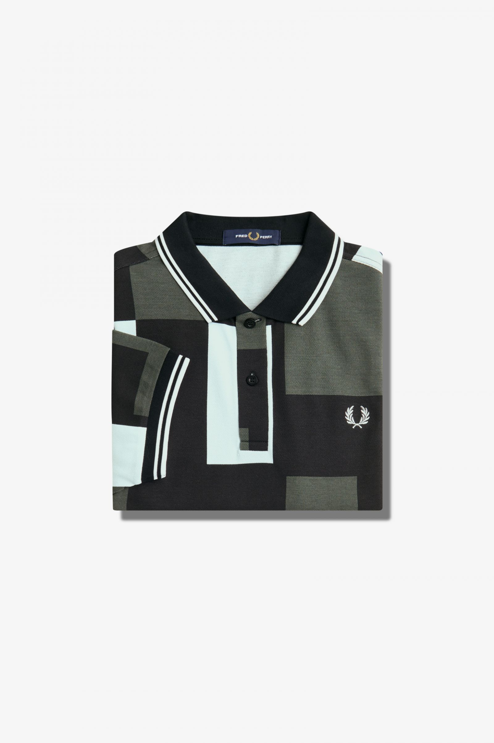 Pixel Print Fred Perry Shirt Light Ice 7038539