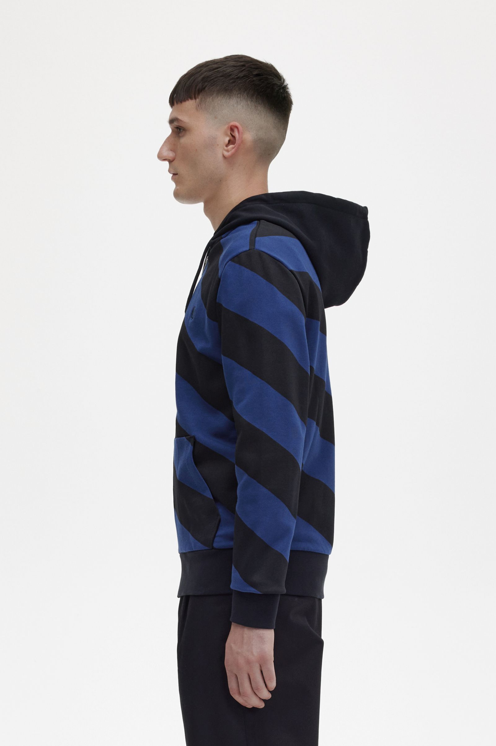 ReissuesStriped Zip-Through Hooded Sweatshirt Black 7037896