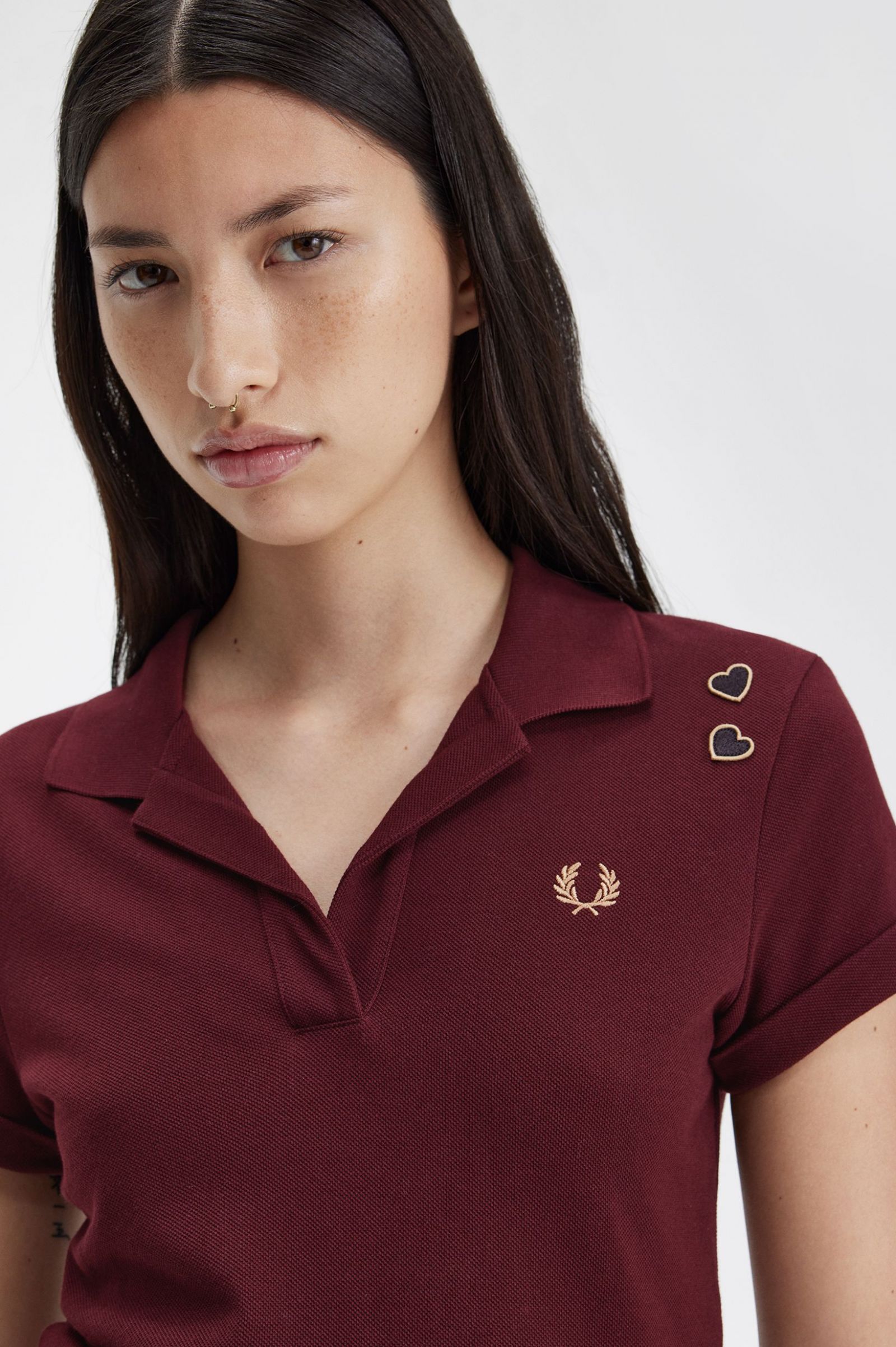 Amy Winehouse FoundationOpen-Collar Pique Shirt Oxblood 7039375