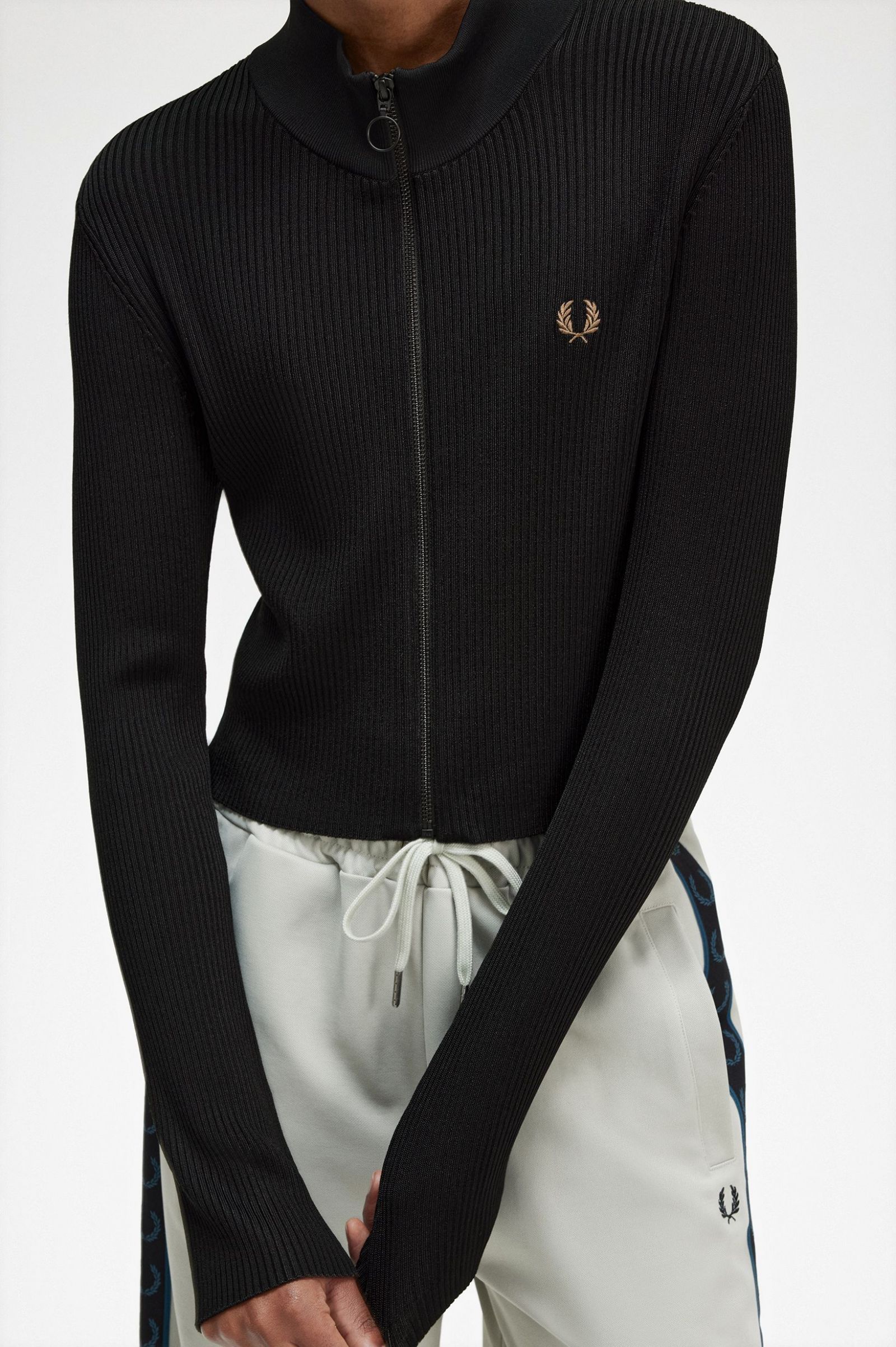 Ribbed Zip Through Jumper Black 7039335