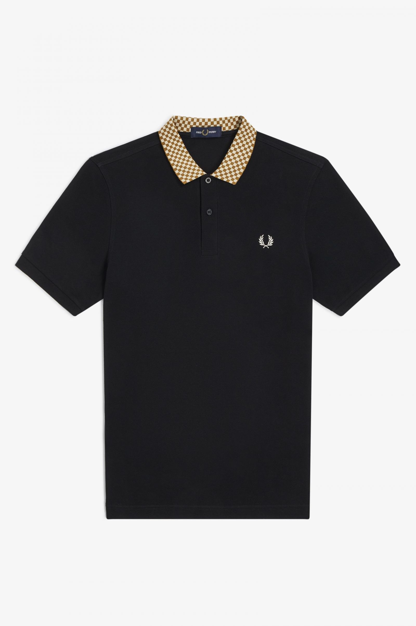 Chequerboard Collar Polo Shirt Black 7038564