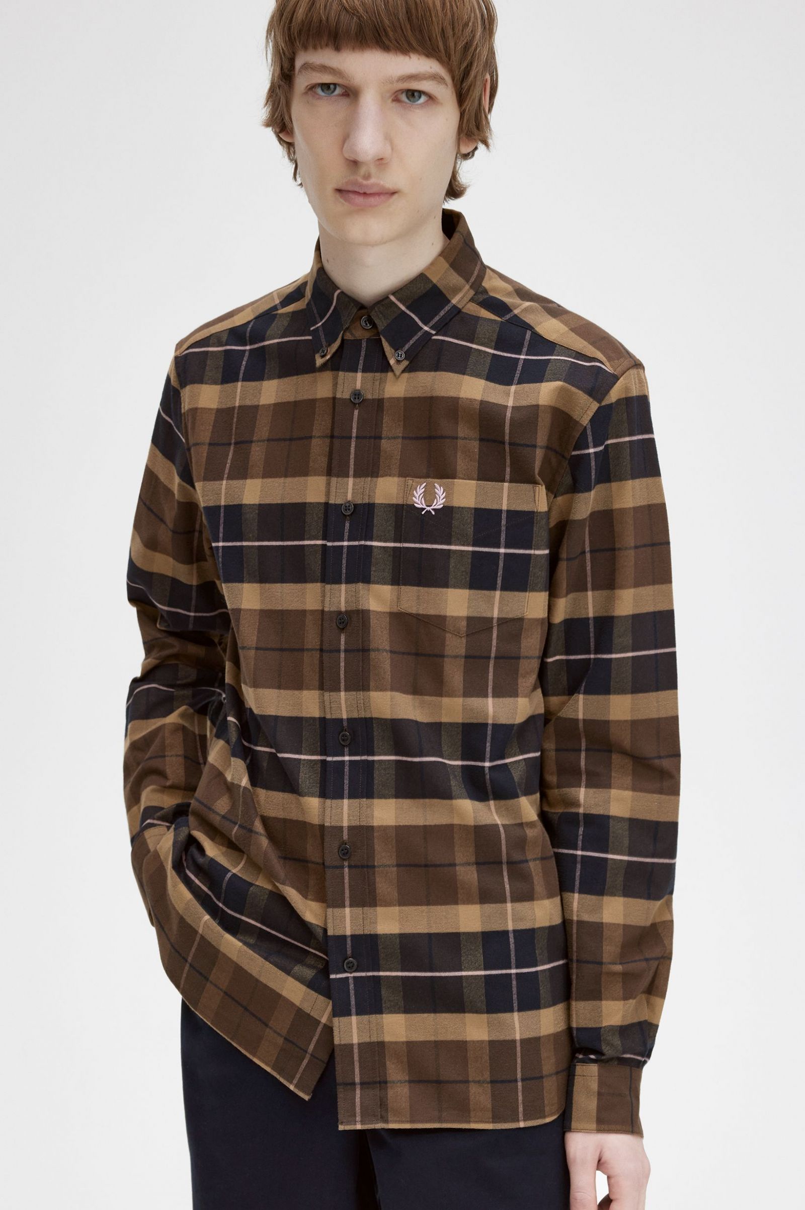 Brushed Tartan Shirt Burnt Tobacco 7038714
