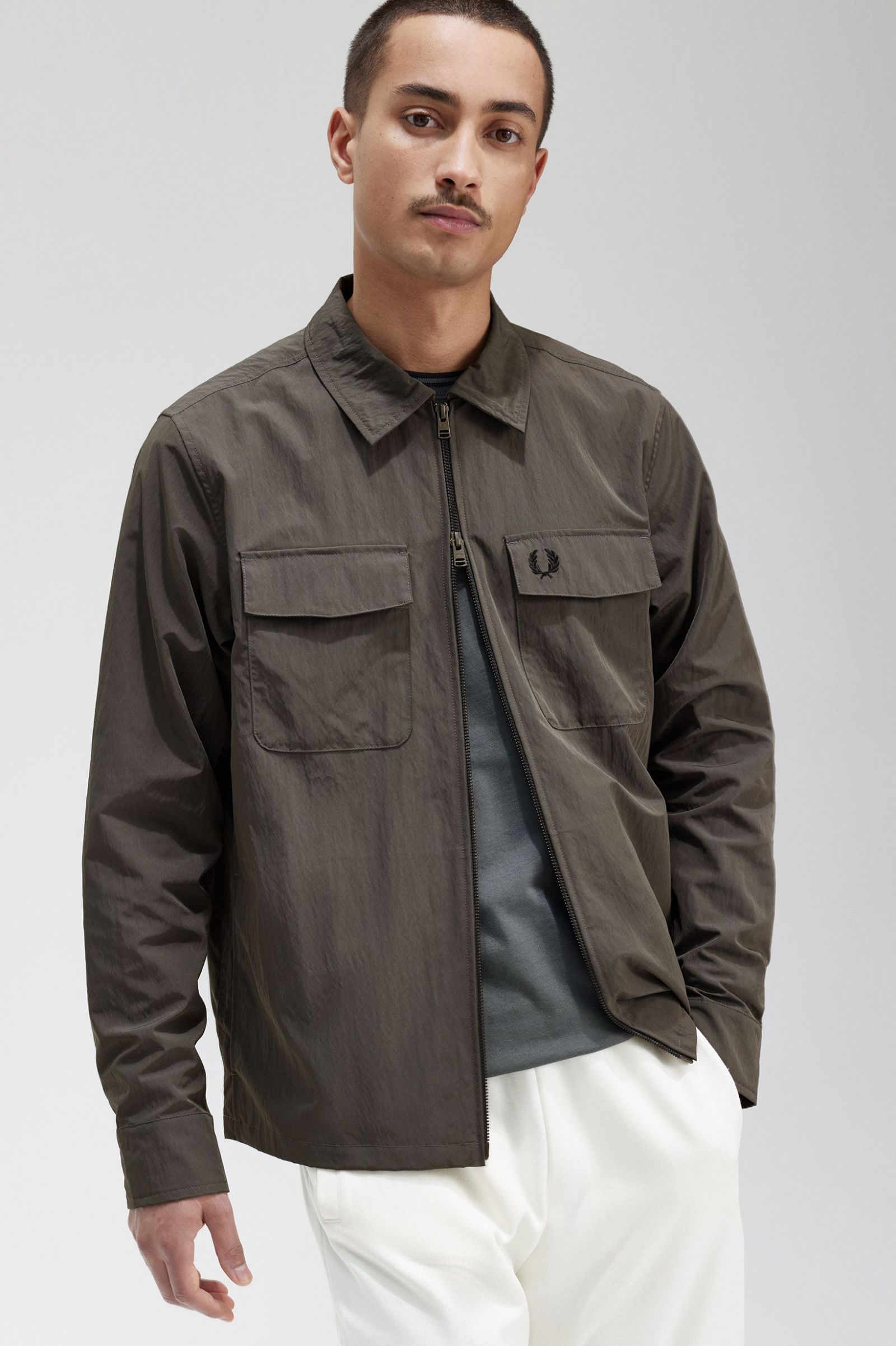 Lightweight Zip-Through Overshirt Field Green 7038478
