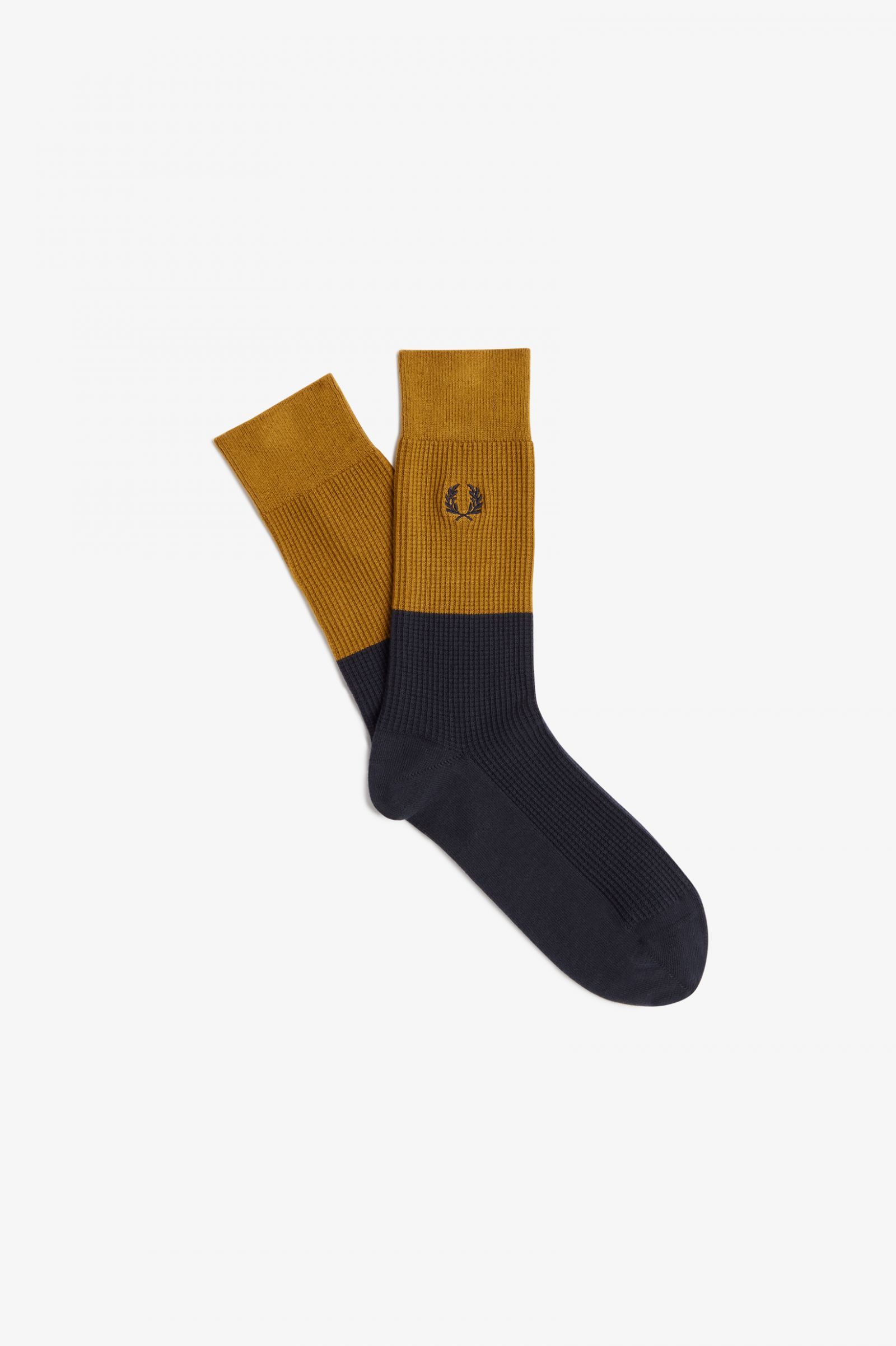 Waffle Knit Socks Dark Caramel / Navy 7037807