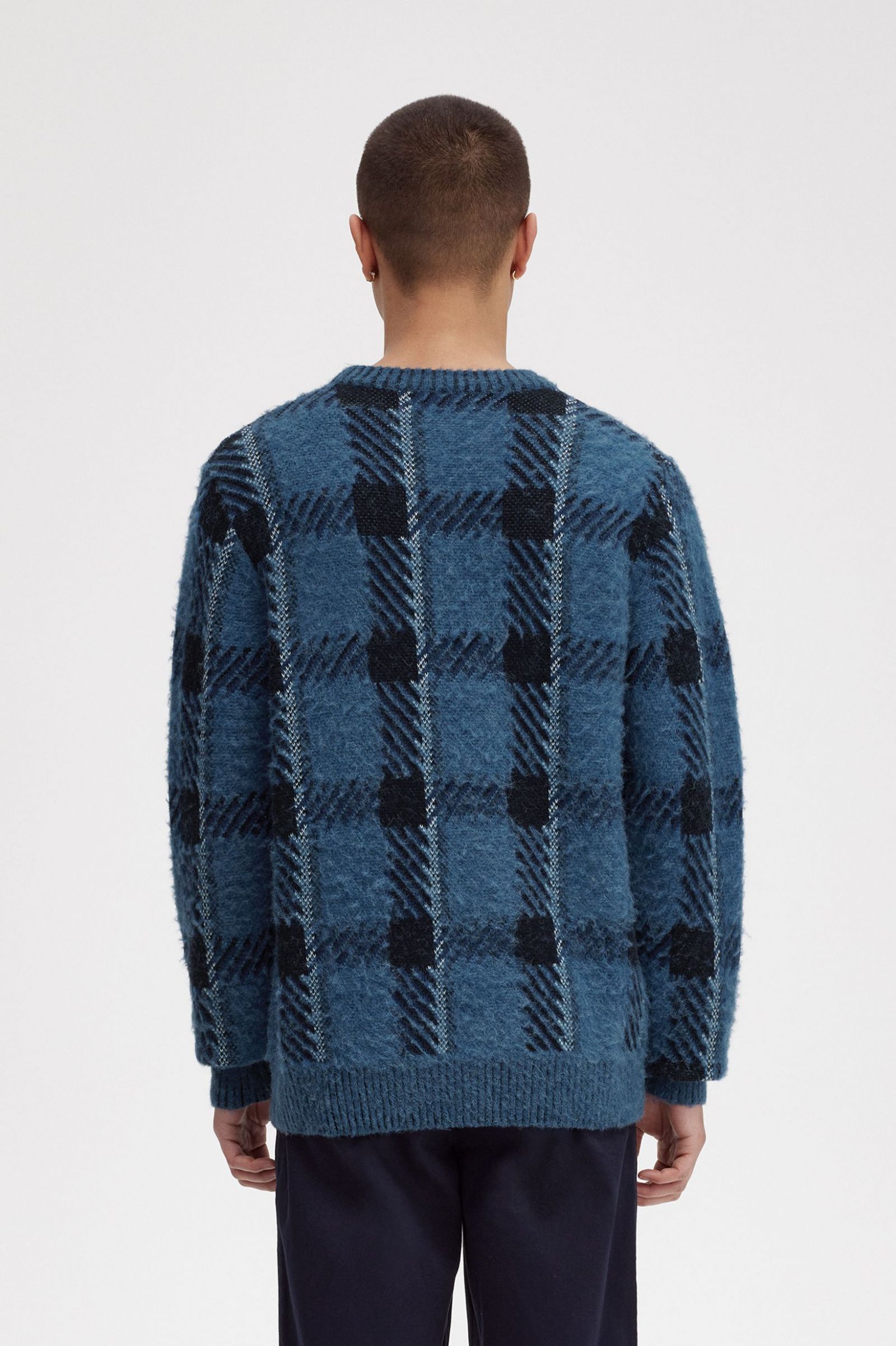 Glitch Tartan Jumper Midnight Blue 7038675