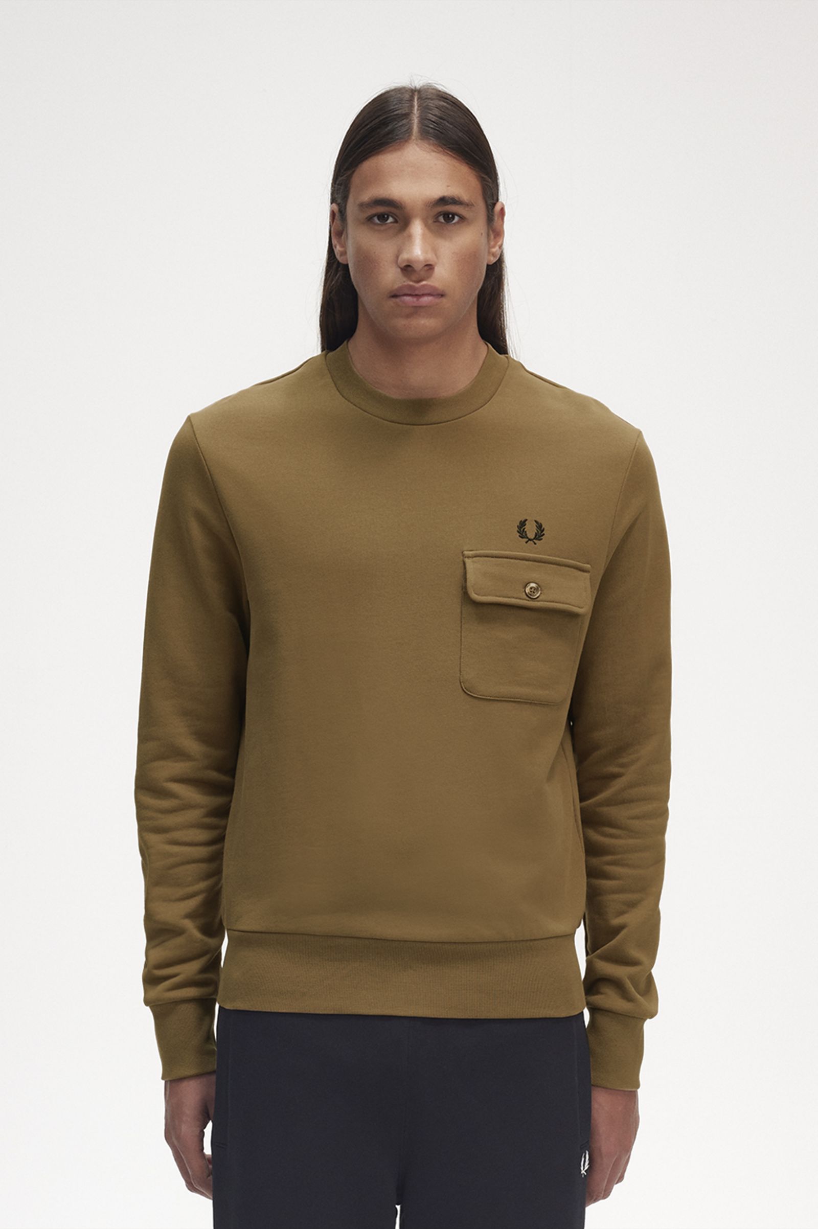 ReissuesPocket Detail Crew Neck Sweatshirt Shaded Stone 7037857