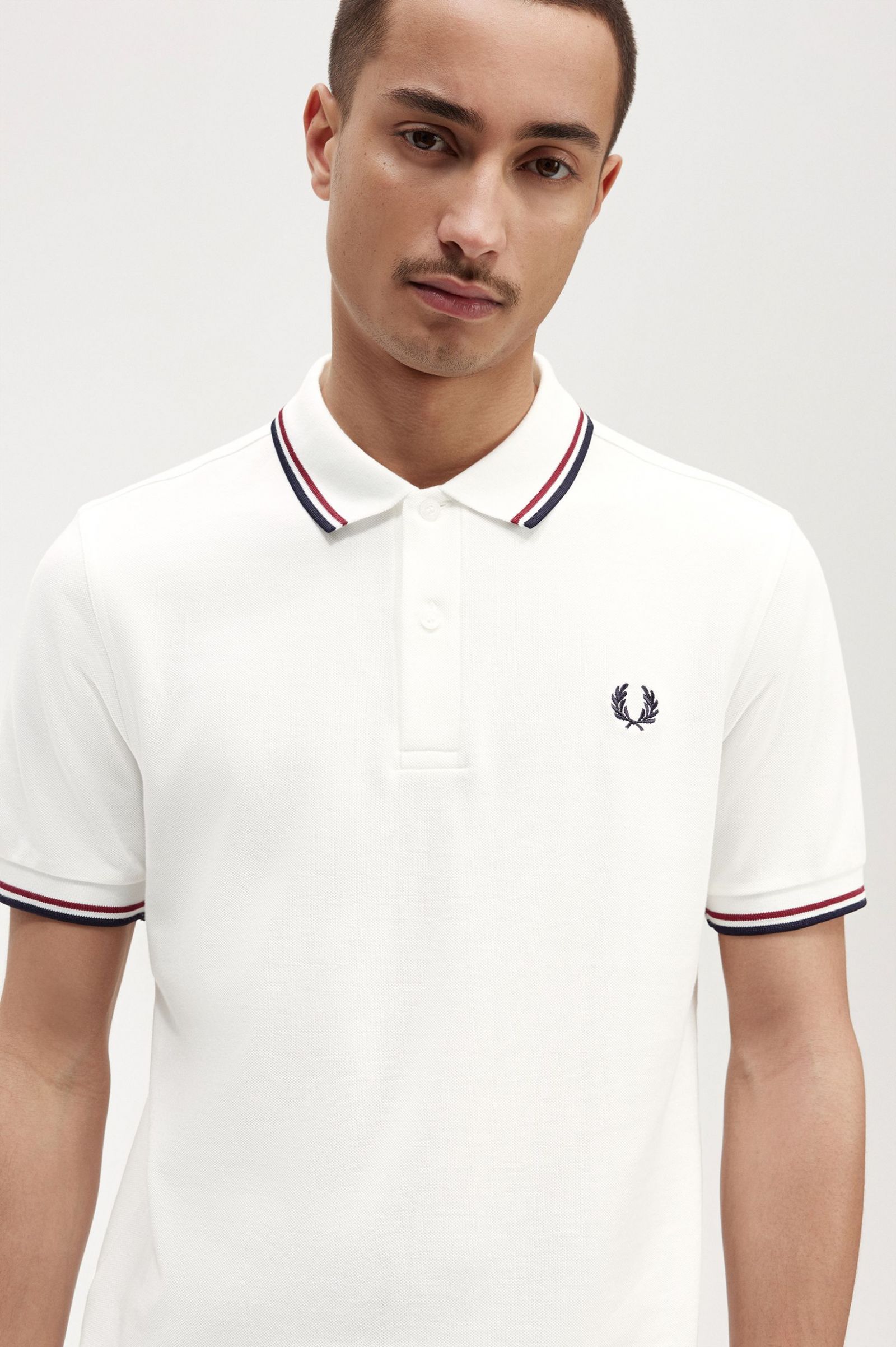 The Fred Perry ShirtM3600 Snow White / Burnt Red / Navy 7039030