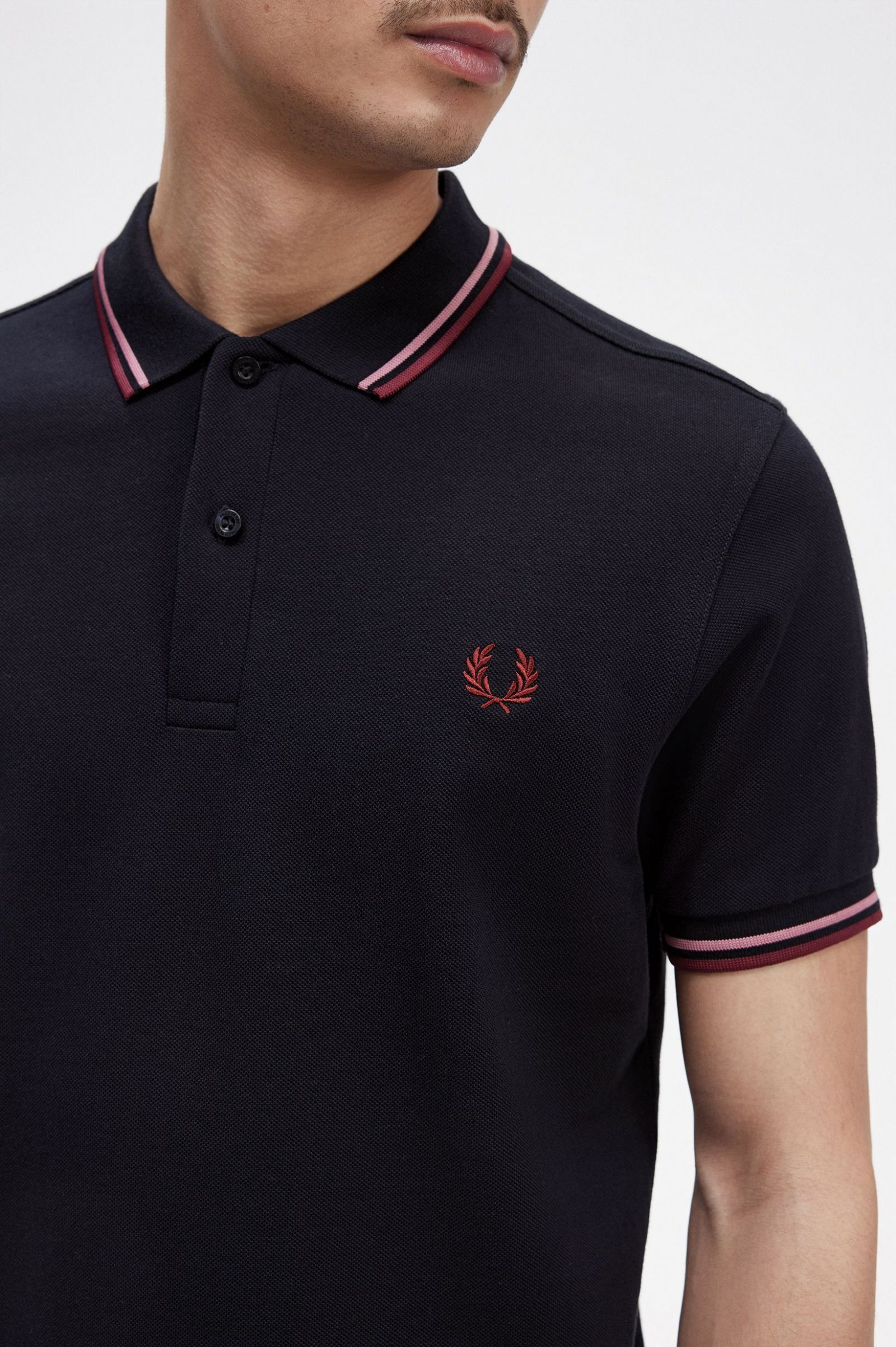 The Fred Perry ShirtM3600 Navy / Dusty Rose Pink / Oxblood 7038538