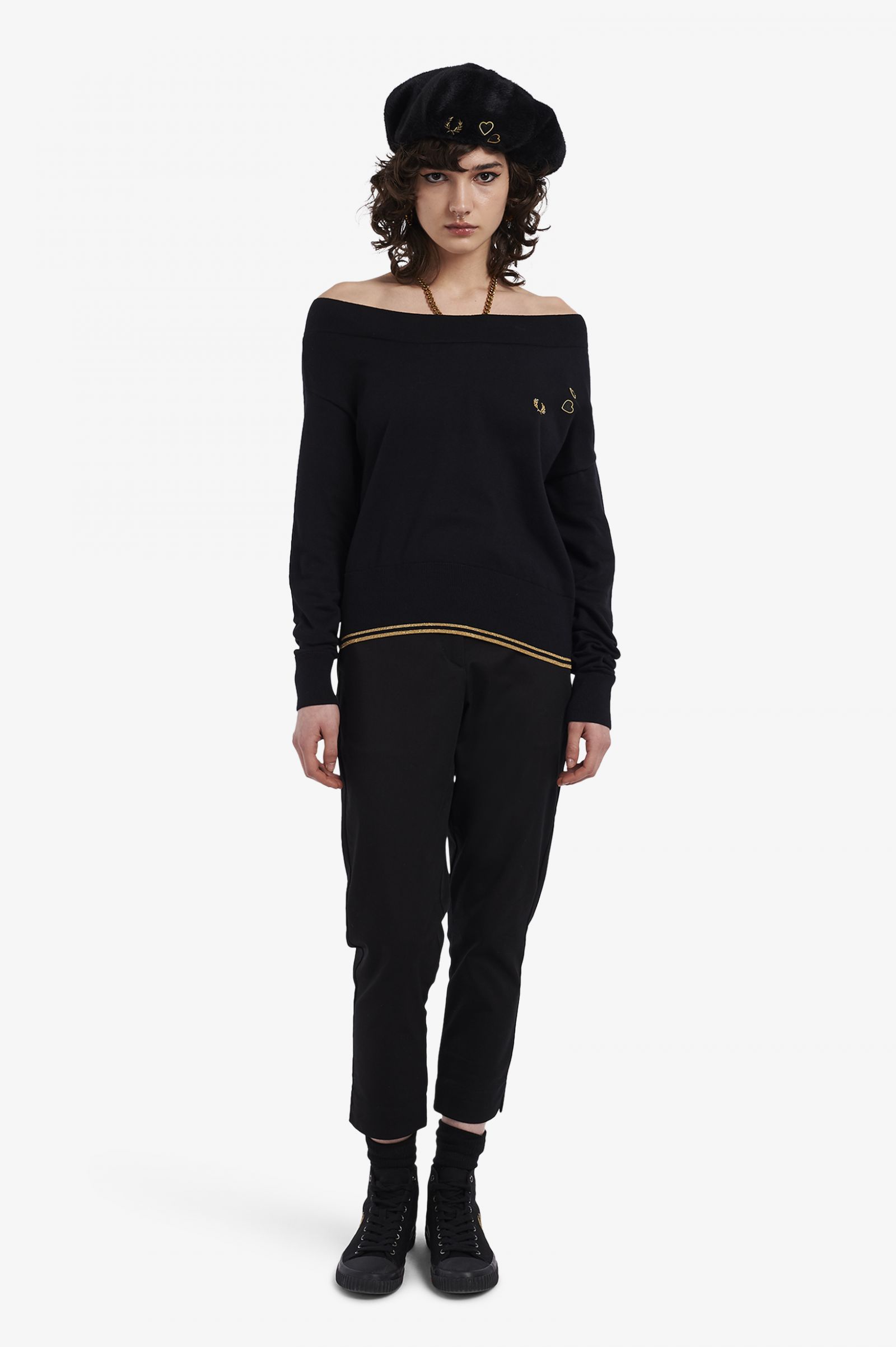 Amy Winehouse FoundationOff-The-Shoulder Knitted Top Black 7037959