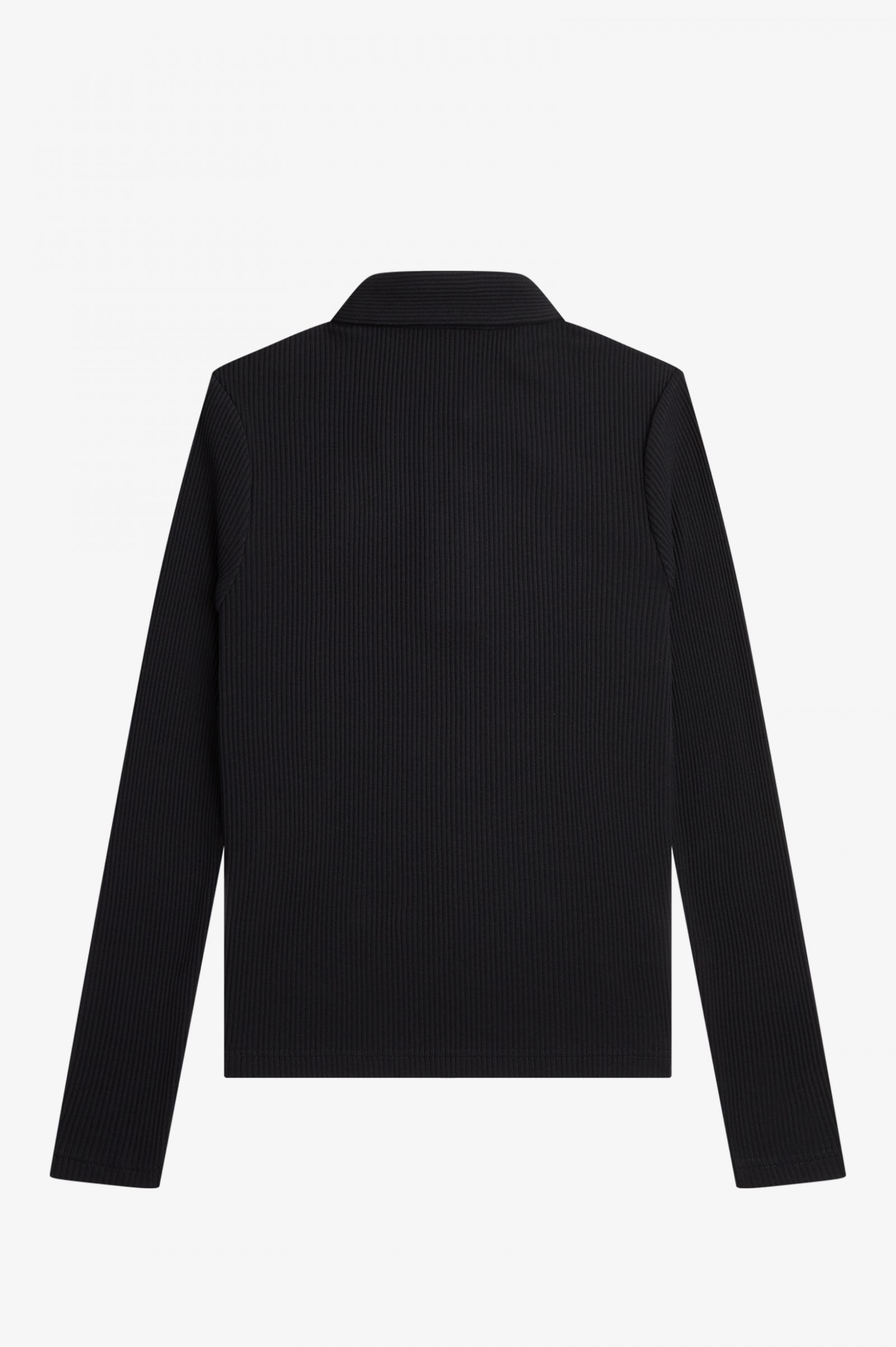 Long Sleeve Ribbed Polo Shirt Black 7039402