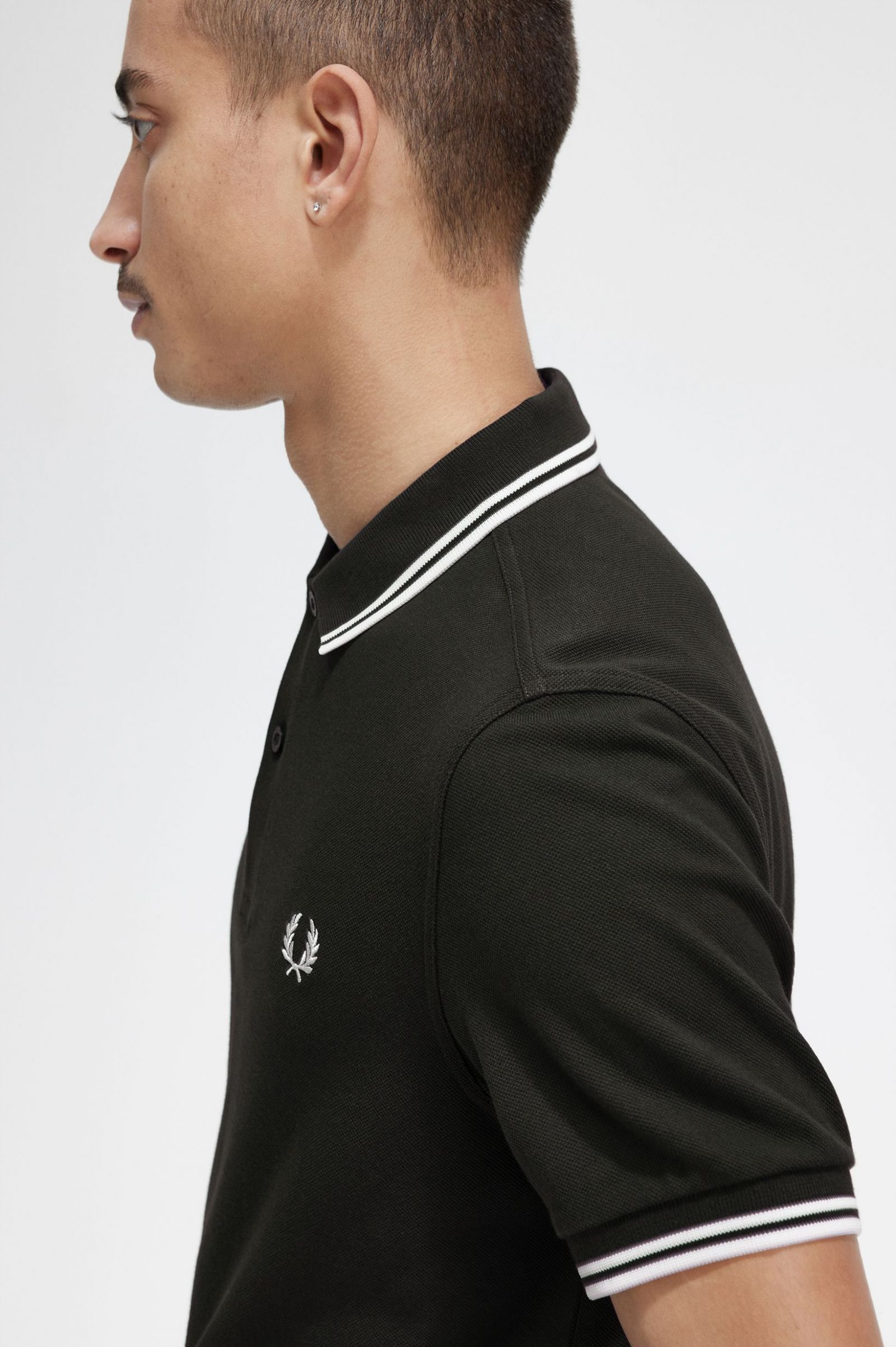 The Fred Perry ShirtM3600 Night Green / Snow White / Snow White 7039064