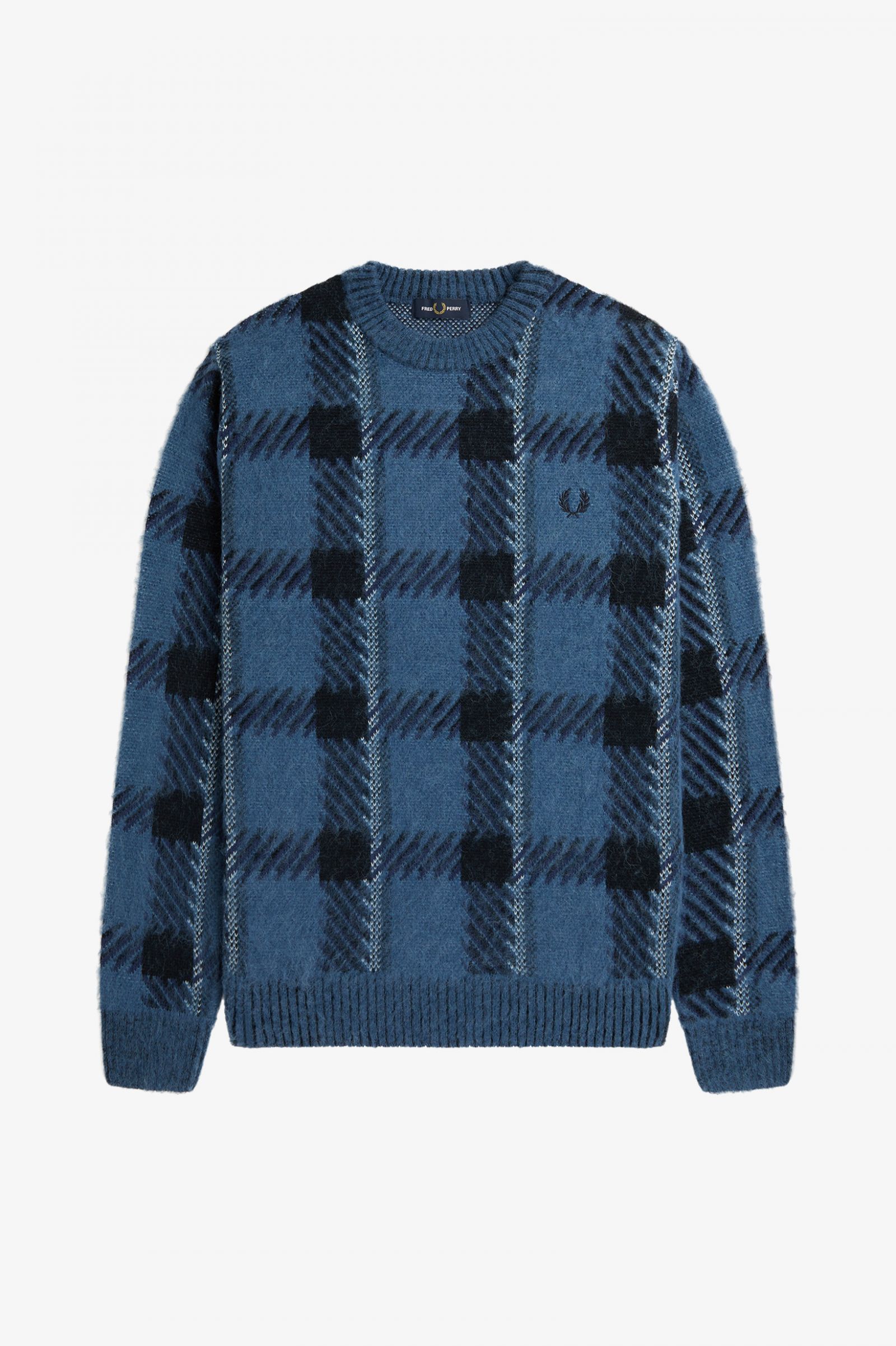 Glitch Tartan Jumper Midnight Blue 7038675