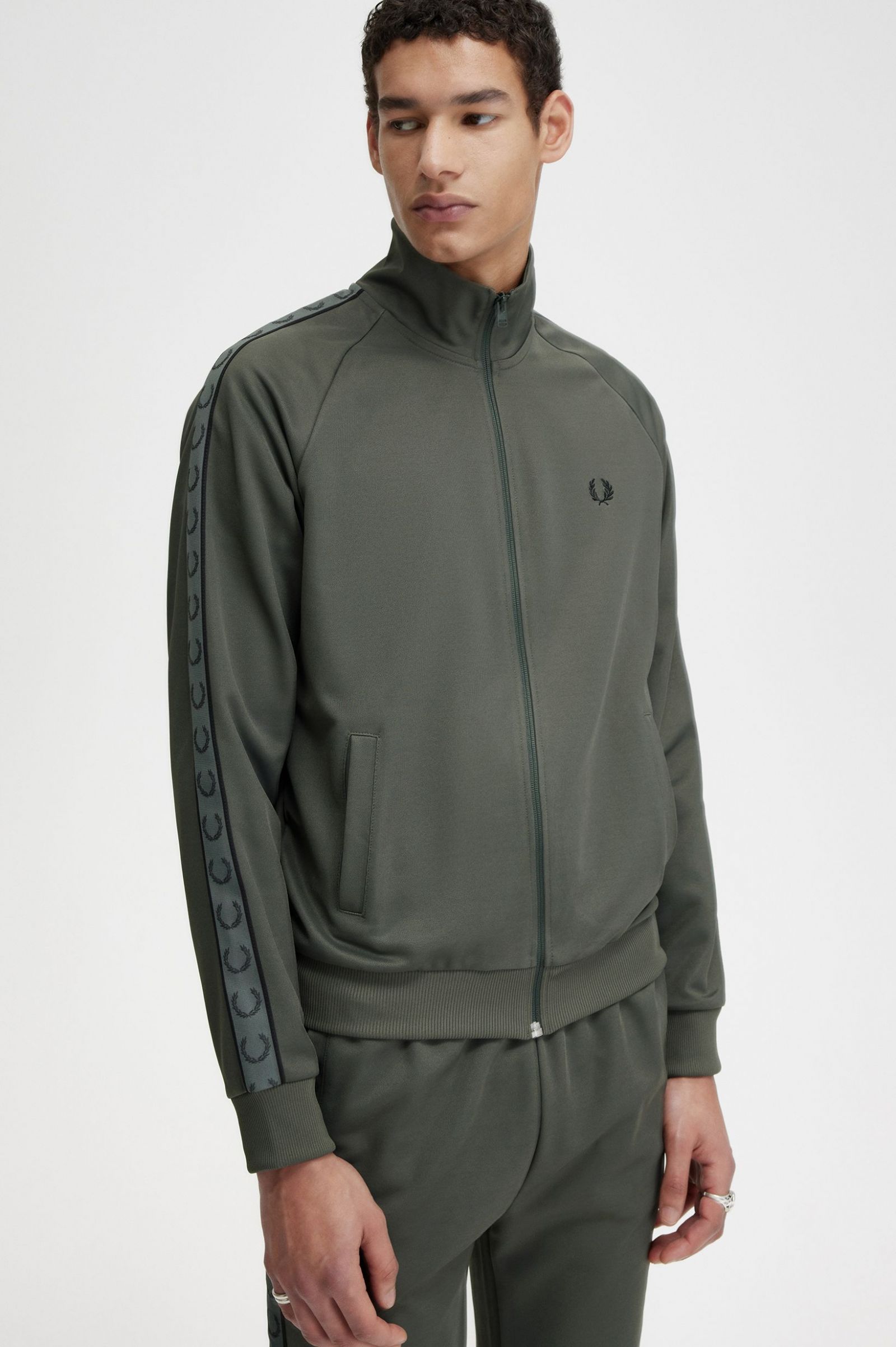 Contrast Tape Track Jacket Field Green / Black 7039116