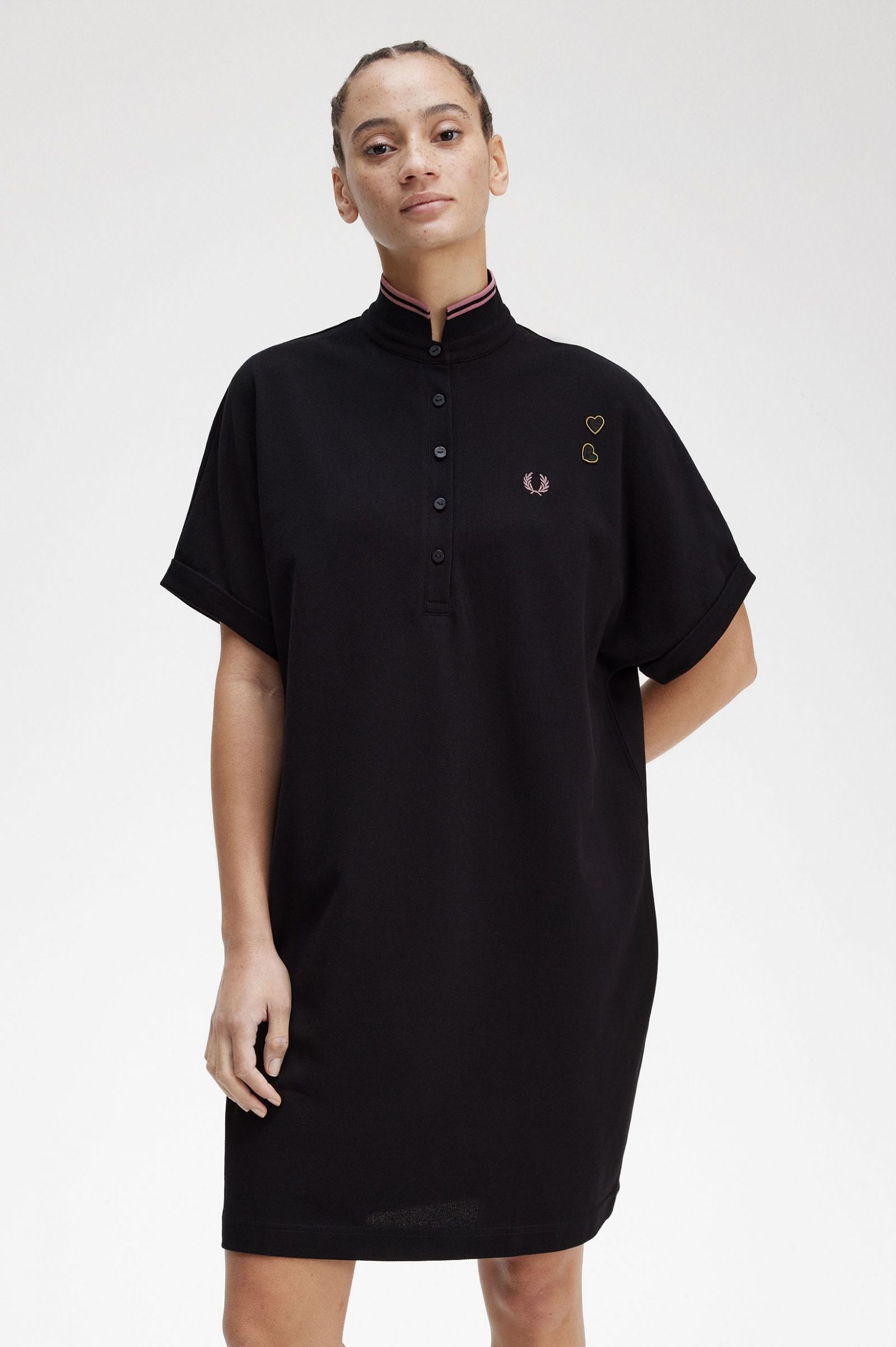 Amy Winehouse FoundationTipped Piqué Shirt Dress Black 7039306
