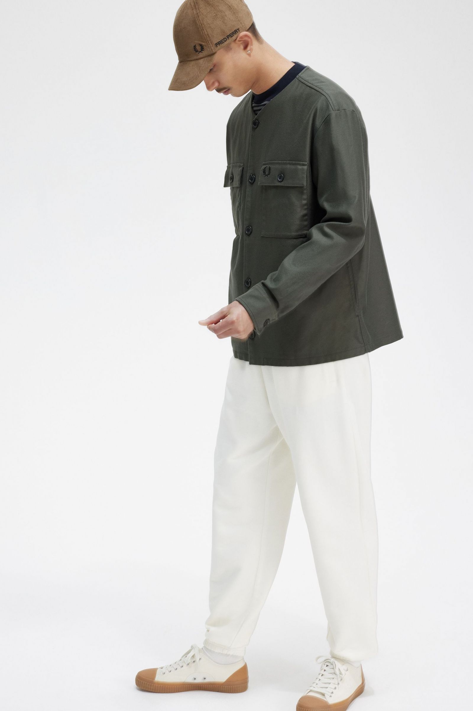 Collarless Overshirt Field Green 7038480