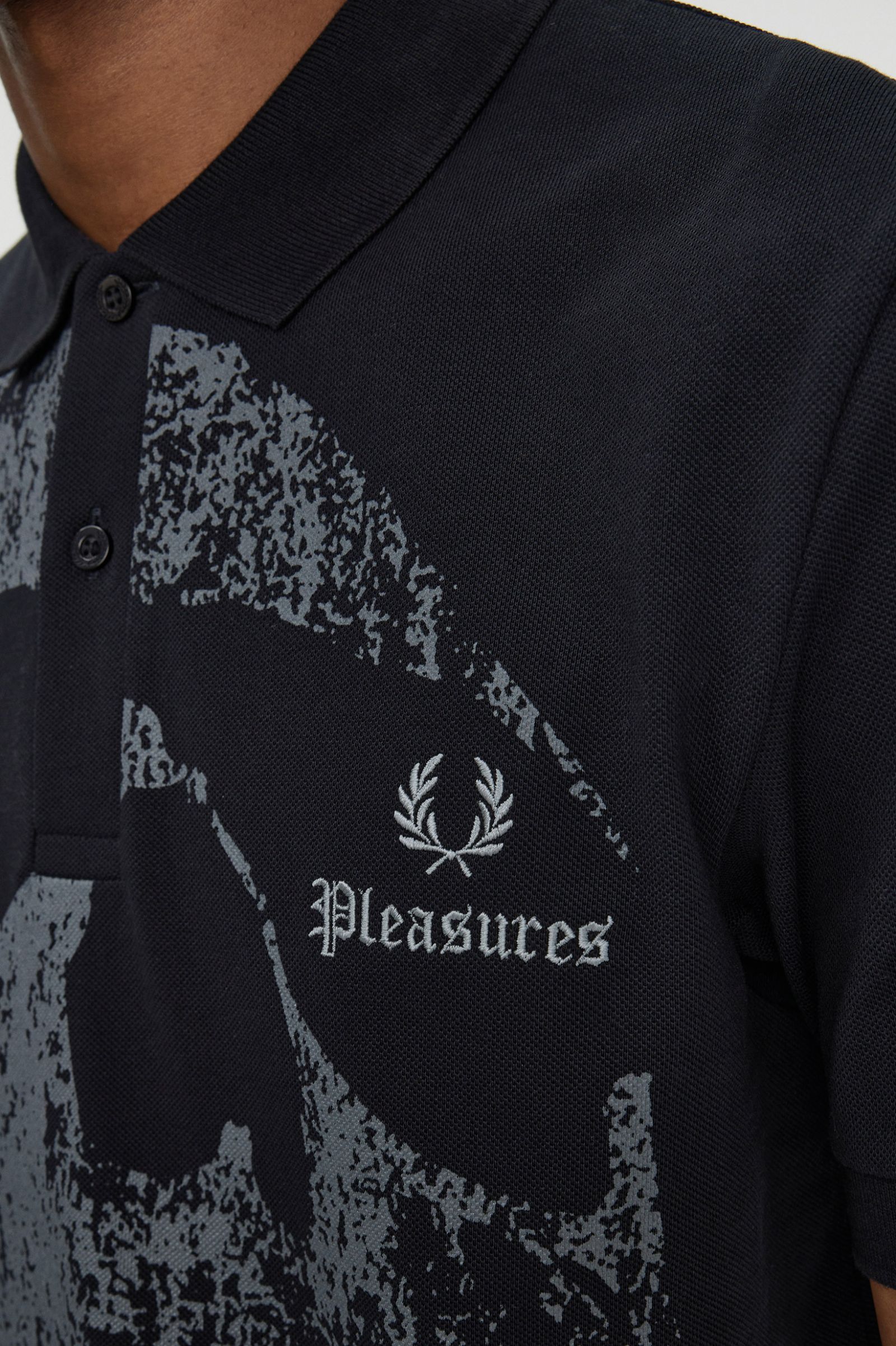 PleasuresSkull Fred Perry Shirt Black 7039161