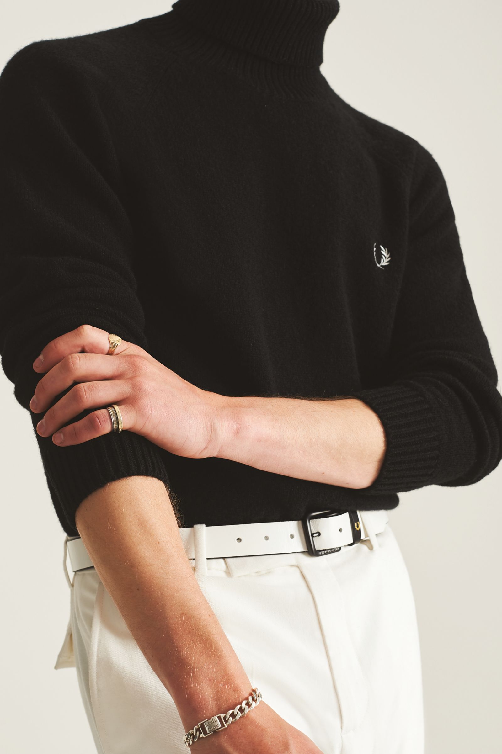 Made In EnglandRoll Neck Jumper Navy / Snow White 7037825