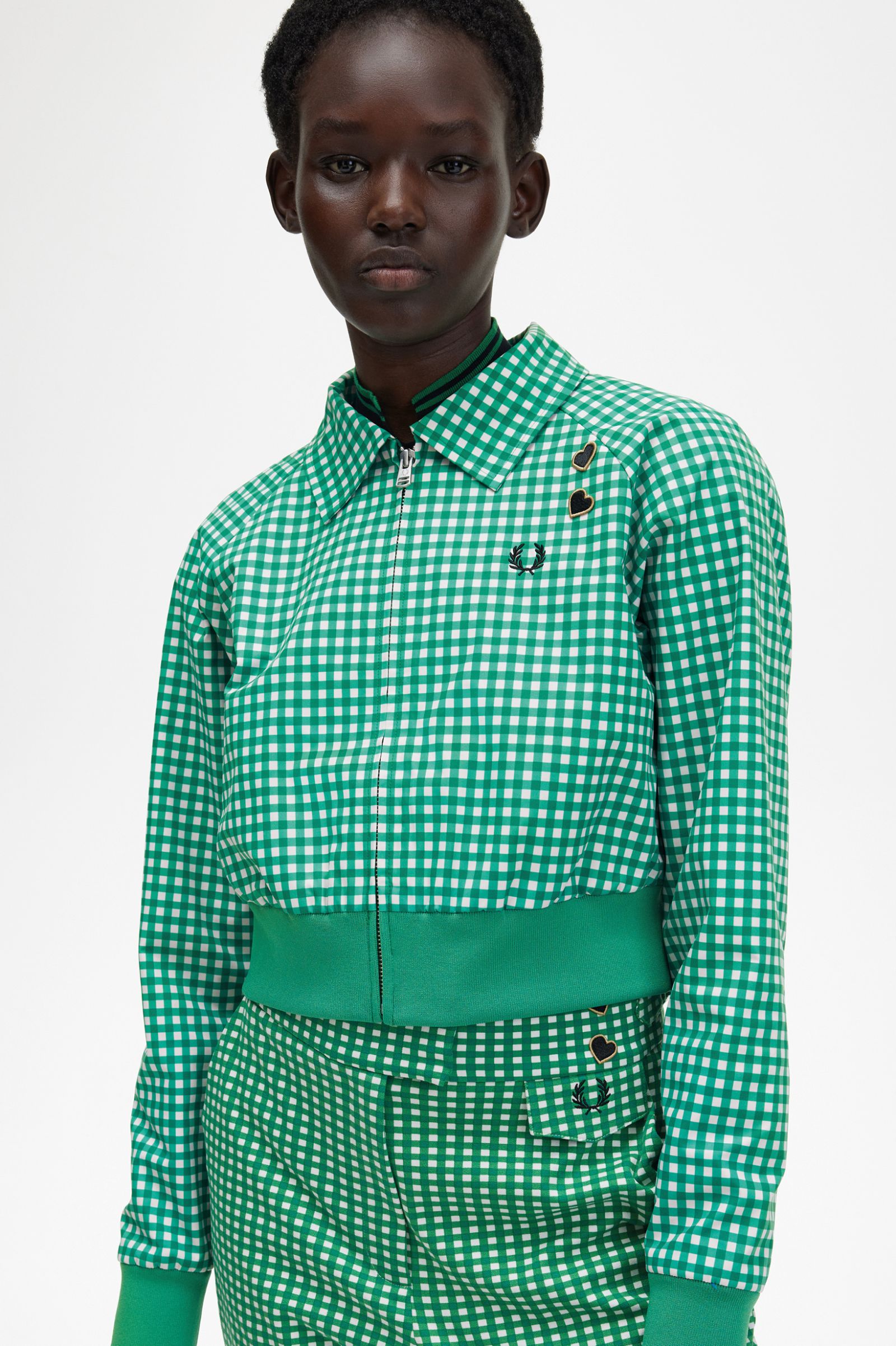 Amy Winehouse FoundationEmbroidered Gingham Jacket Fred Perry Green 7037938