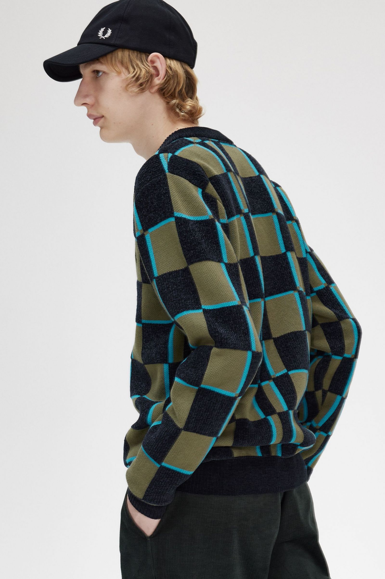 Glitch Chequerboard Cardigan Uniform Green / Black 7038327