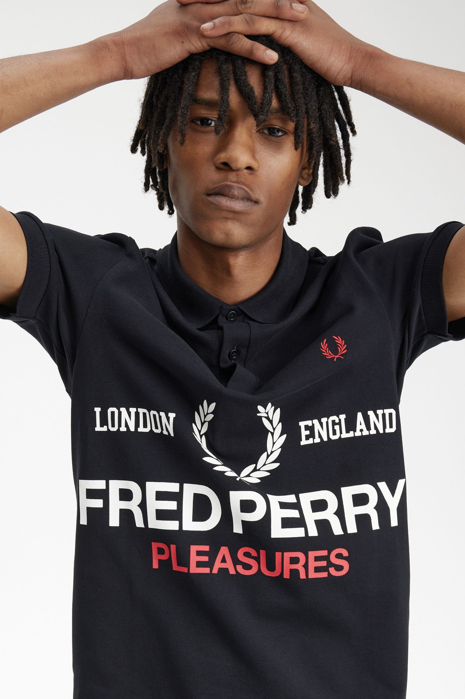 PleasuresLogo Fred Perry Shirt Black 7039160