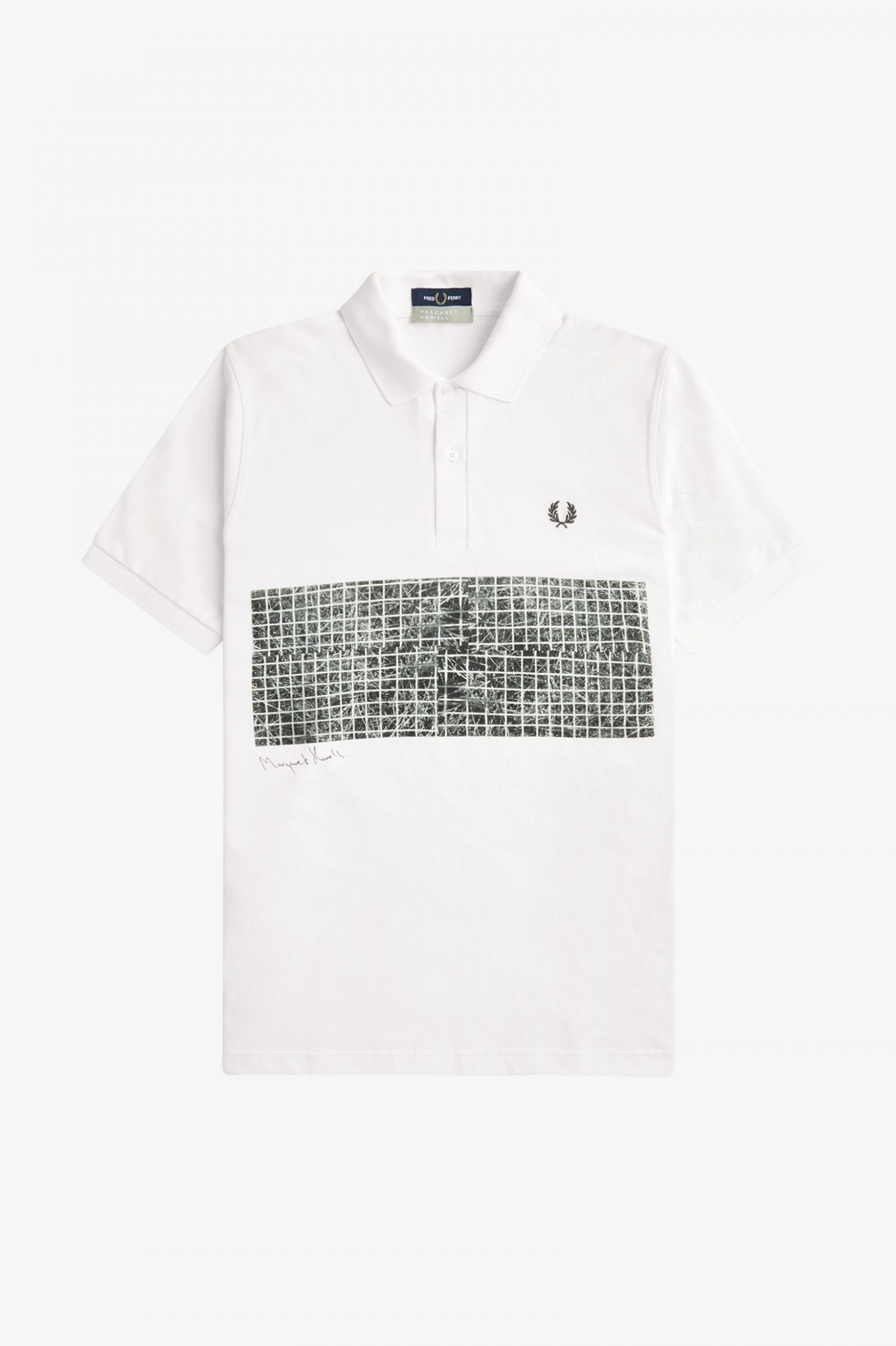 Margaret HowellTennis Print Fred Perry Shirt Ecru / Night Green 7038359