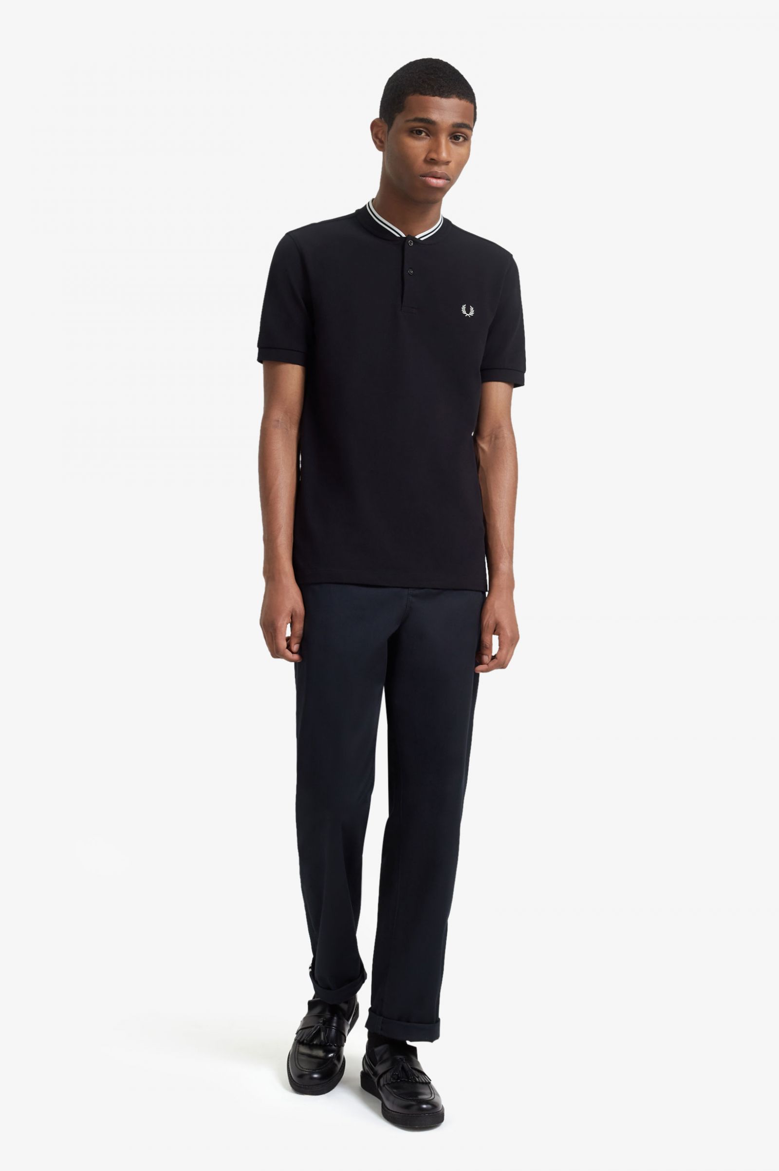 Bomber Collar Polo Shirt Black 7038571
