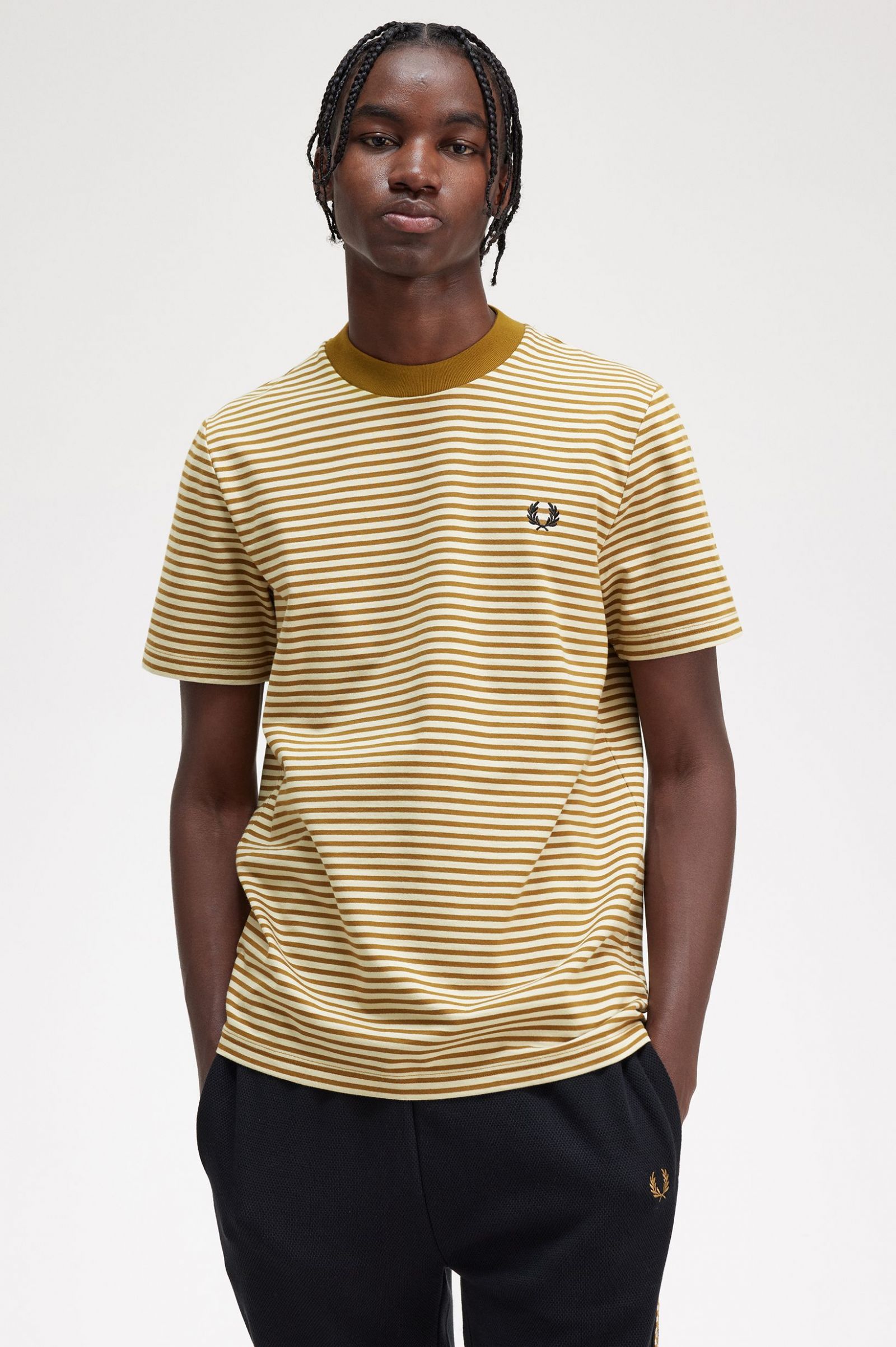 Fine Stripe Heavyweight T-Shirt Oatmeal / Dark Caramel 7038911