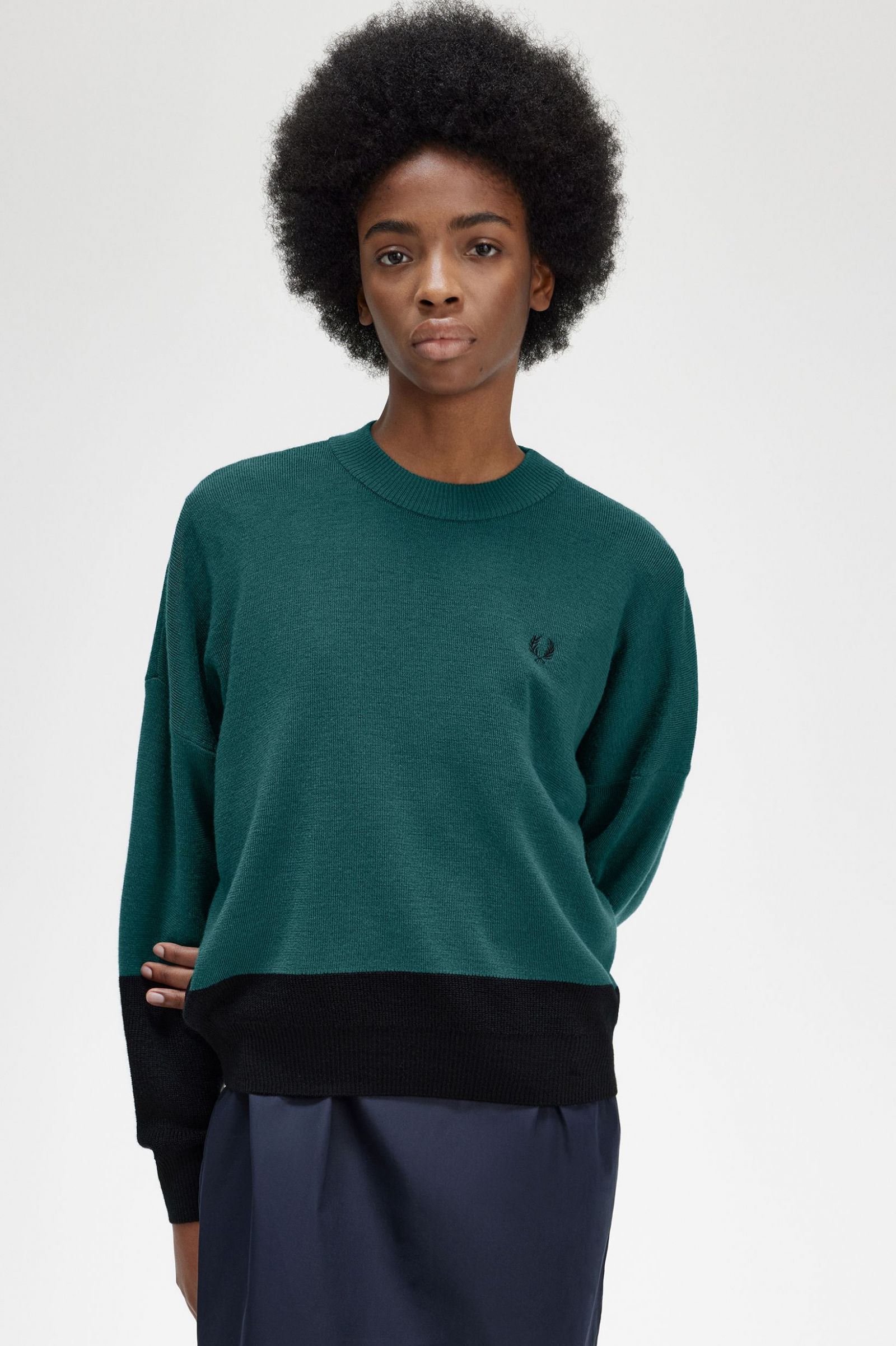 Colour Block Jumper Petrol Blue 7039313