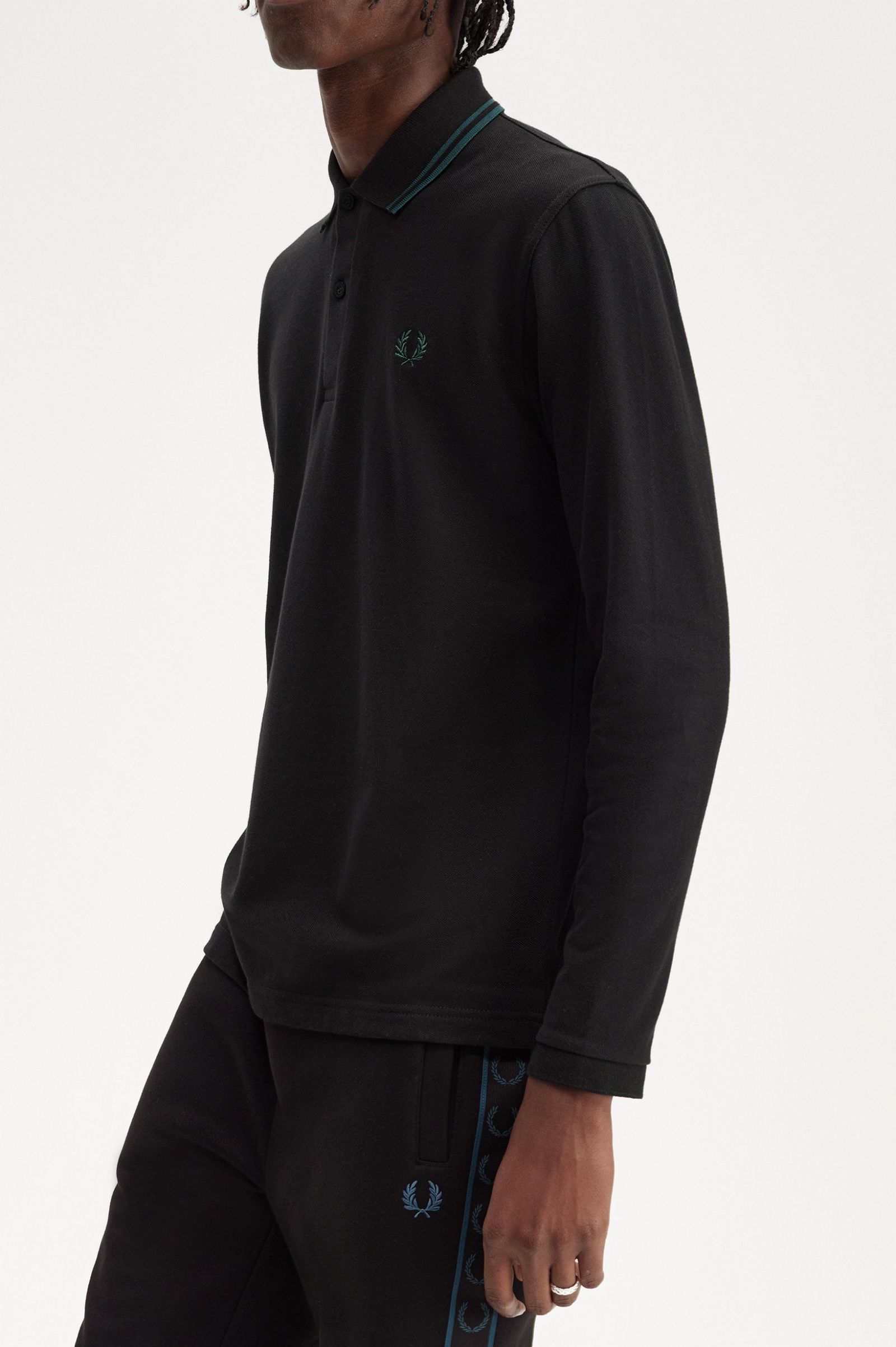 The Fred Perry ShirtM1212 Black / Petrol Blue / Petrol Blue 7038598