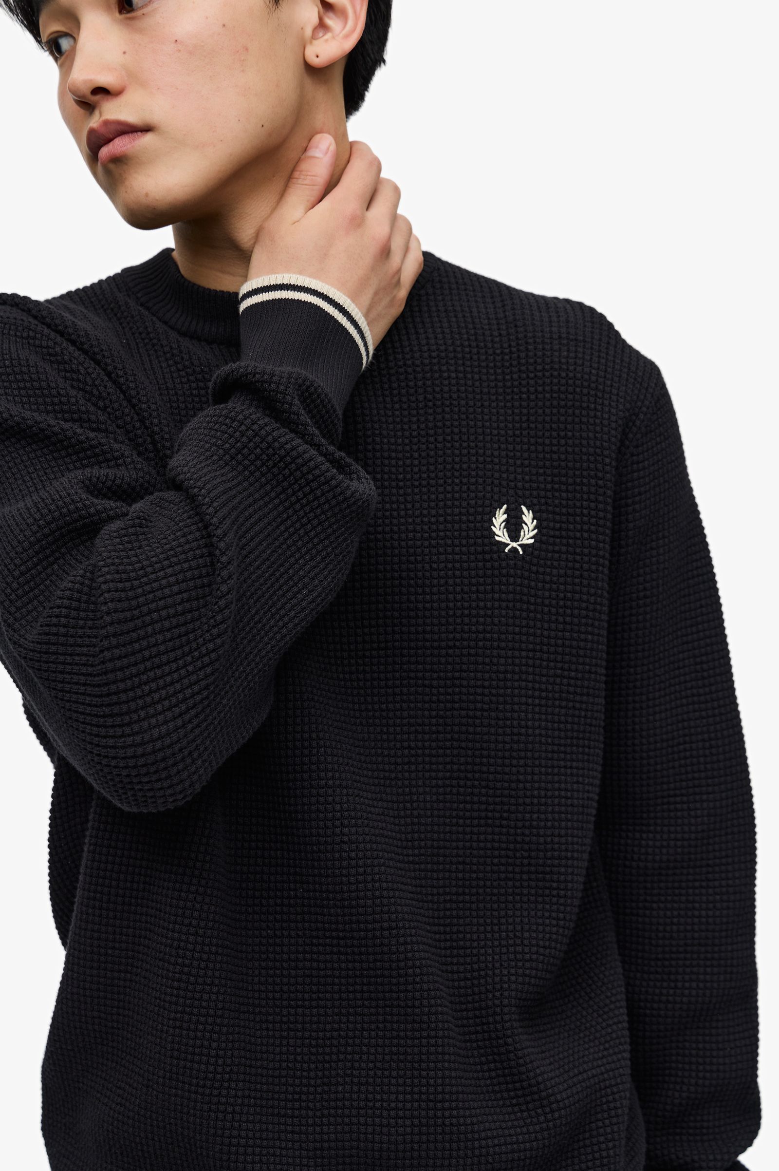Waffle Stitch Jumper Black 7038317