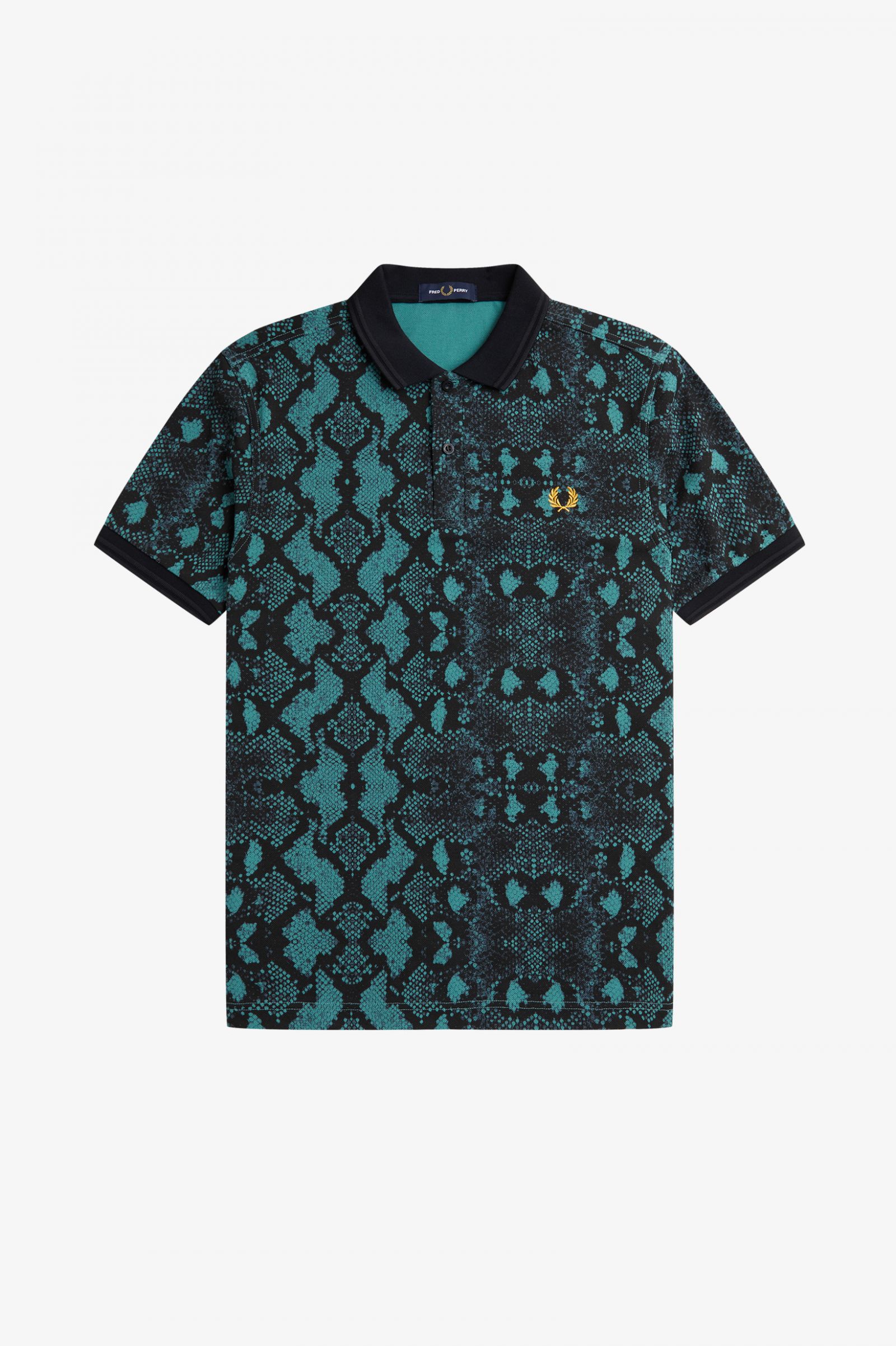 Snake Print Fred Perry Shirt Deep Mint 7038524