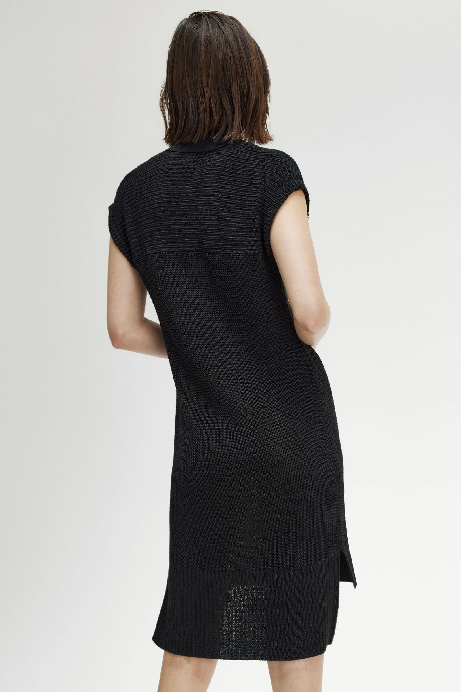 Knitted Shirt Dress Black 7039305