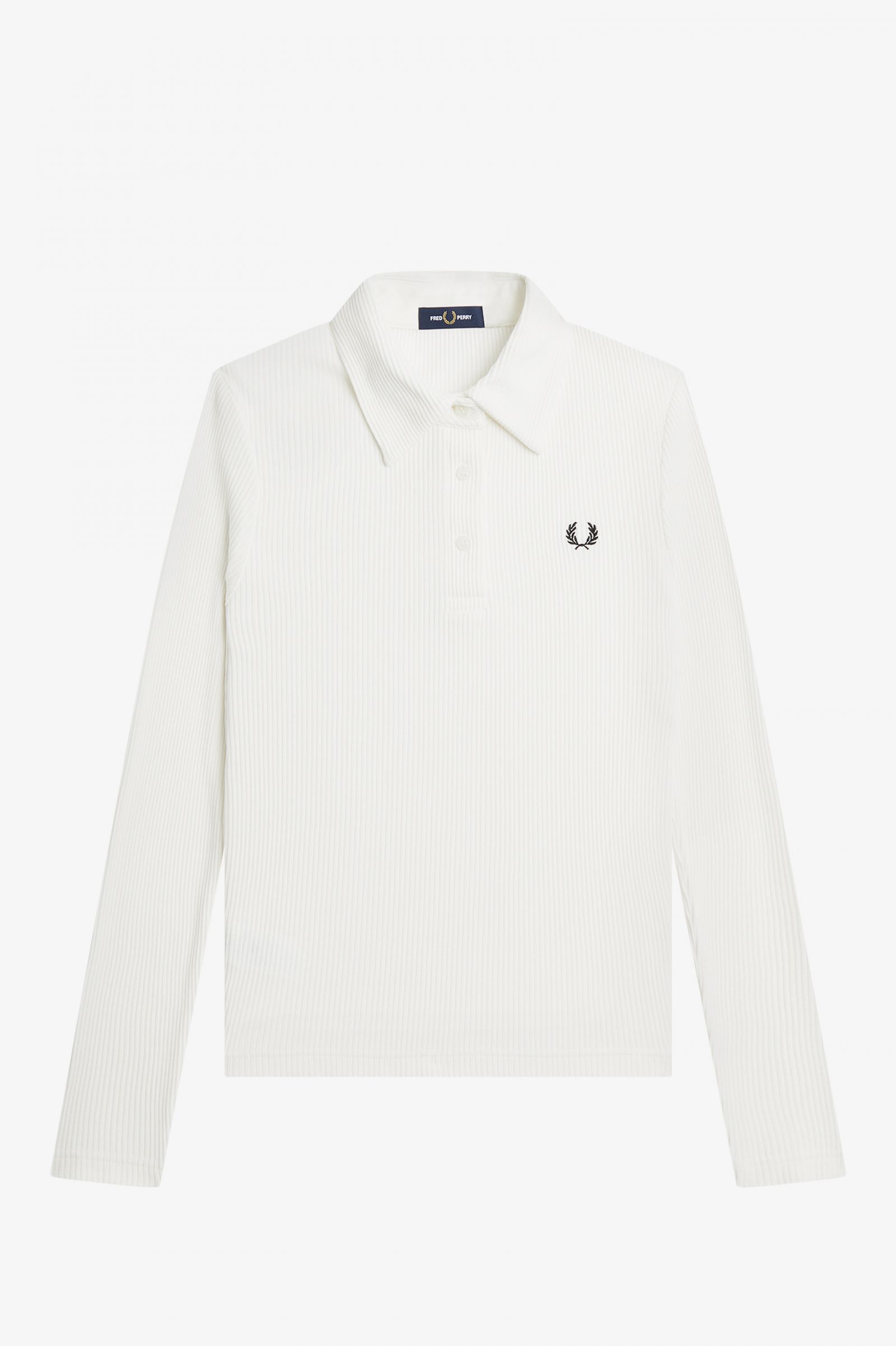 Long Sleeve Ribbed Polo Shirt Snow White 7039389