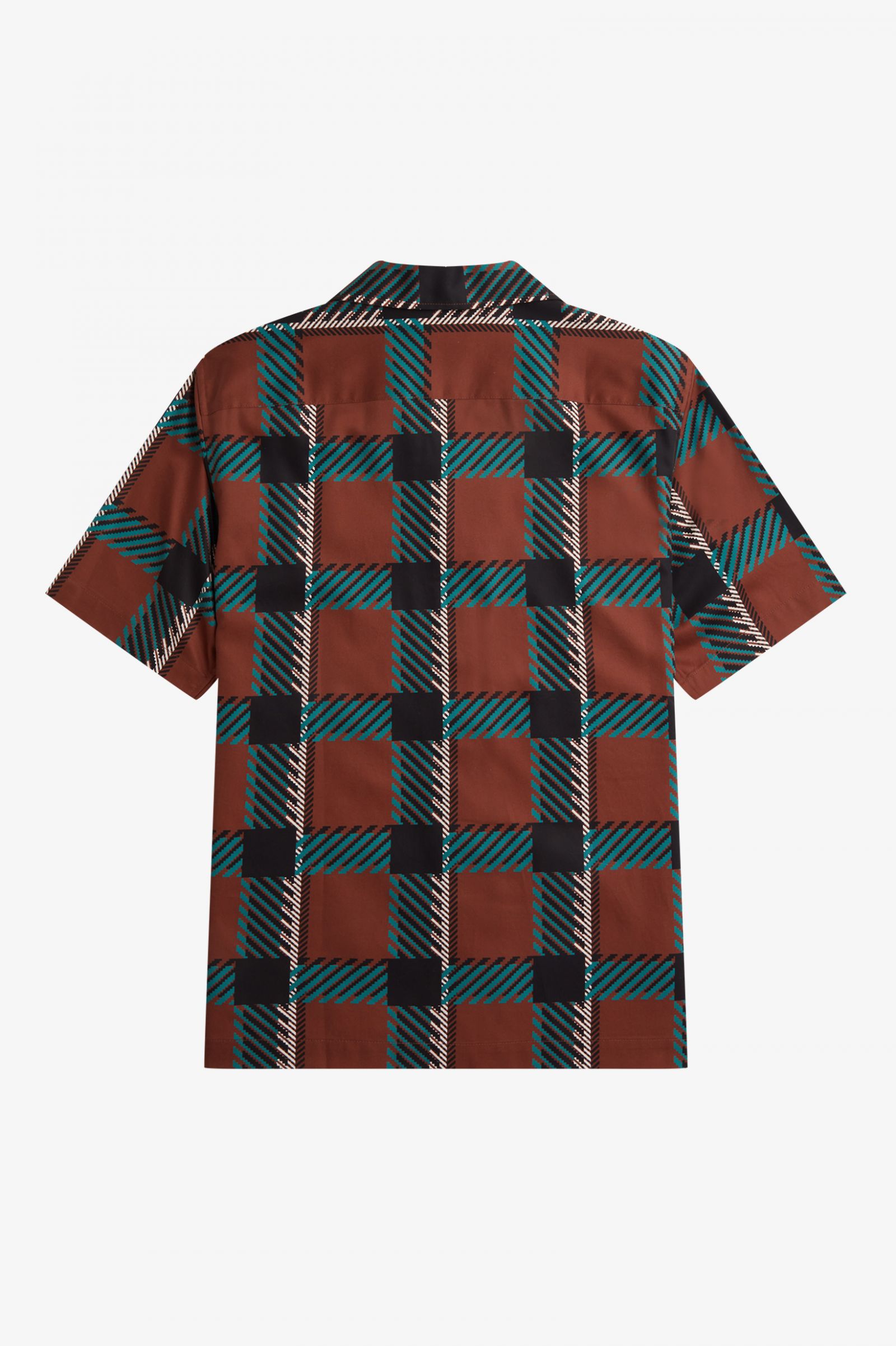 Glitch Tartan Revere Collar Shirt Whisky Brown 7038723