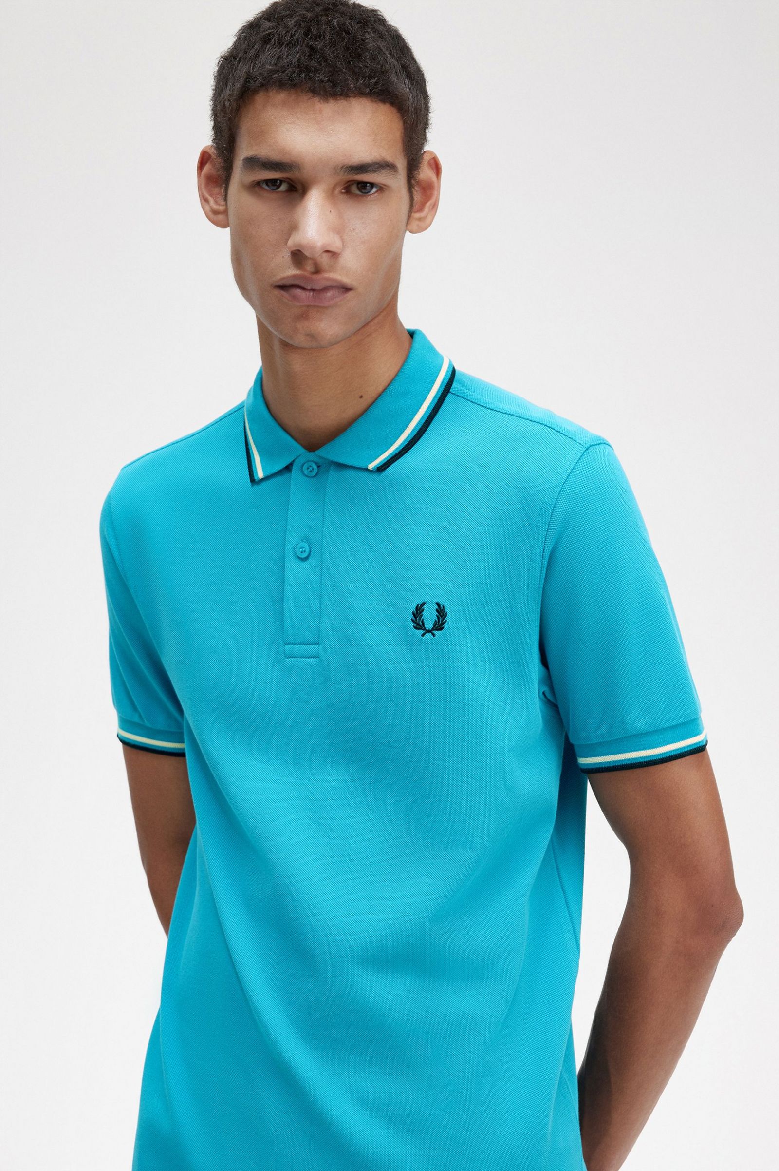 The Fred Perry ShirtM3600 Cyber Blue / Ice Cream / Black 7038549